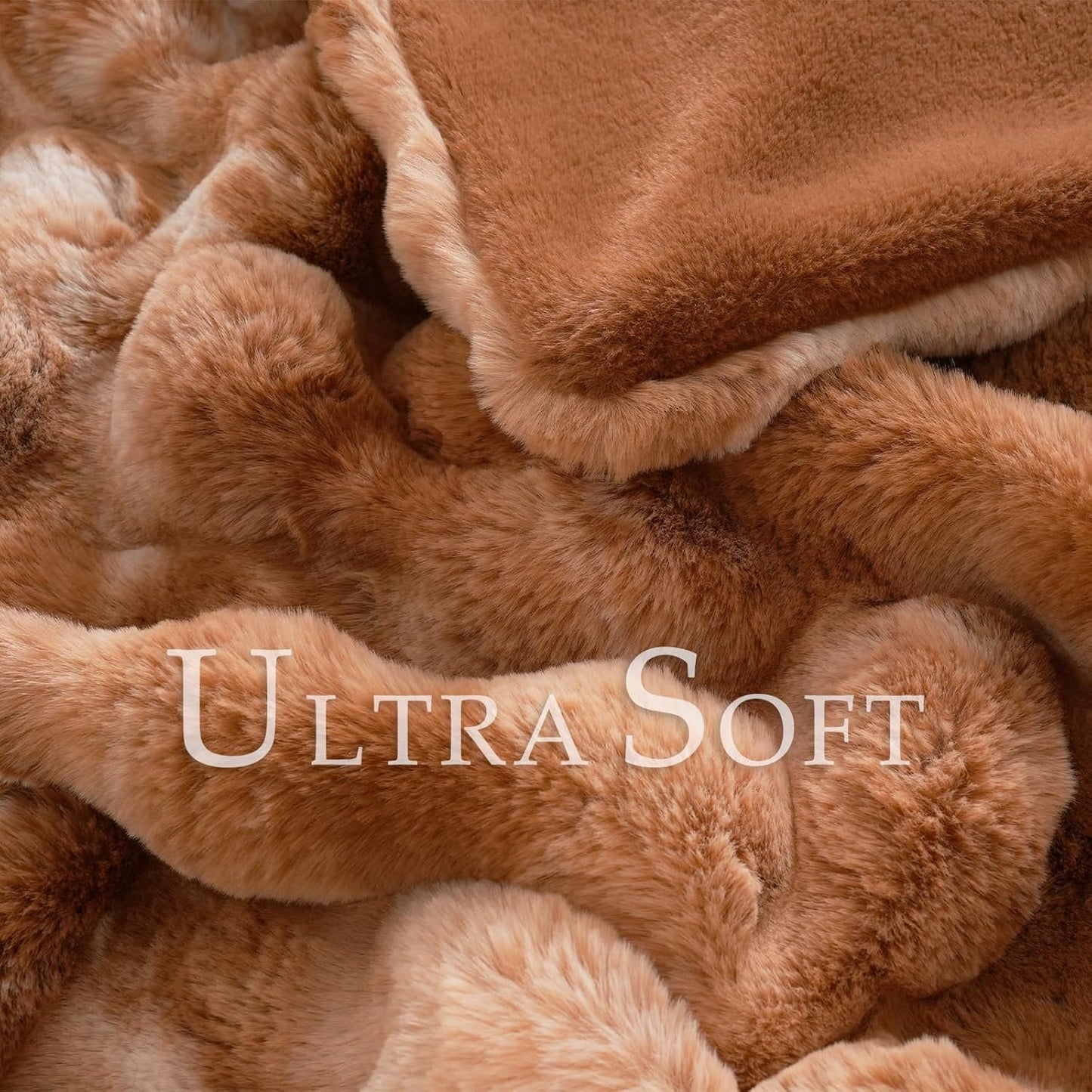 BENVWE Faux Fur Throw Blanket for Couch Bed - Fluffy Soft Thick Bubble Blanket for Living Room Home Decor - Fathers Day Birthday Gifts for Women Men, Tie-dye Caramel, 60" x 80"