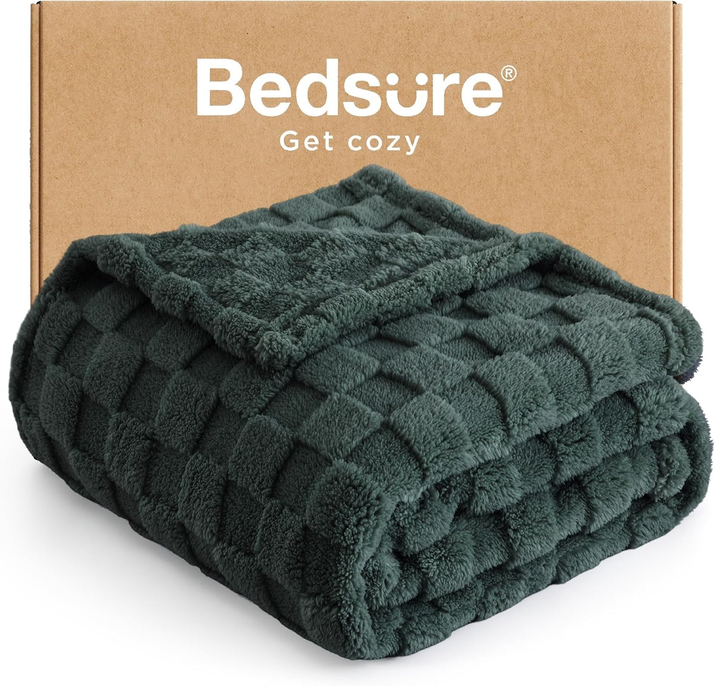 Bedsure GentleSoft Twin Blanket for Bed Dark Green - Super Soft Cozy Blankets for Women Men Girls, Cute Fuzzy Fleece Throws for Bedroom Couch, 60x80 Inches