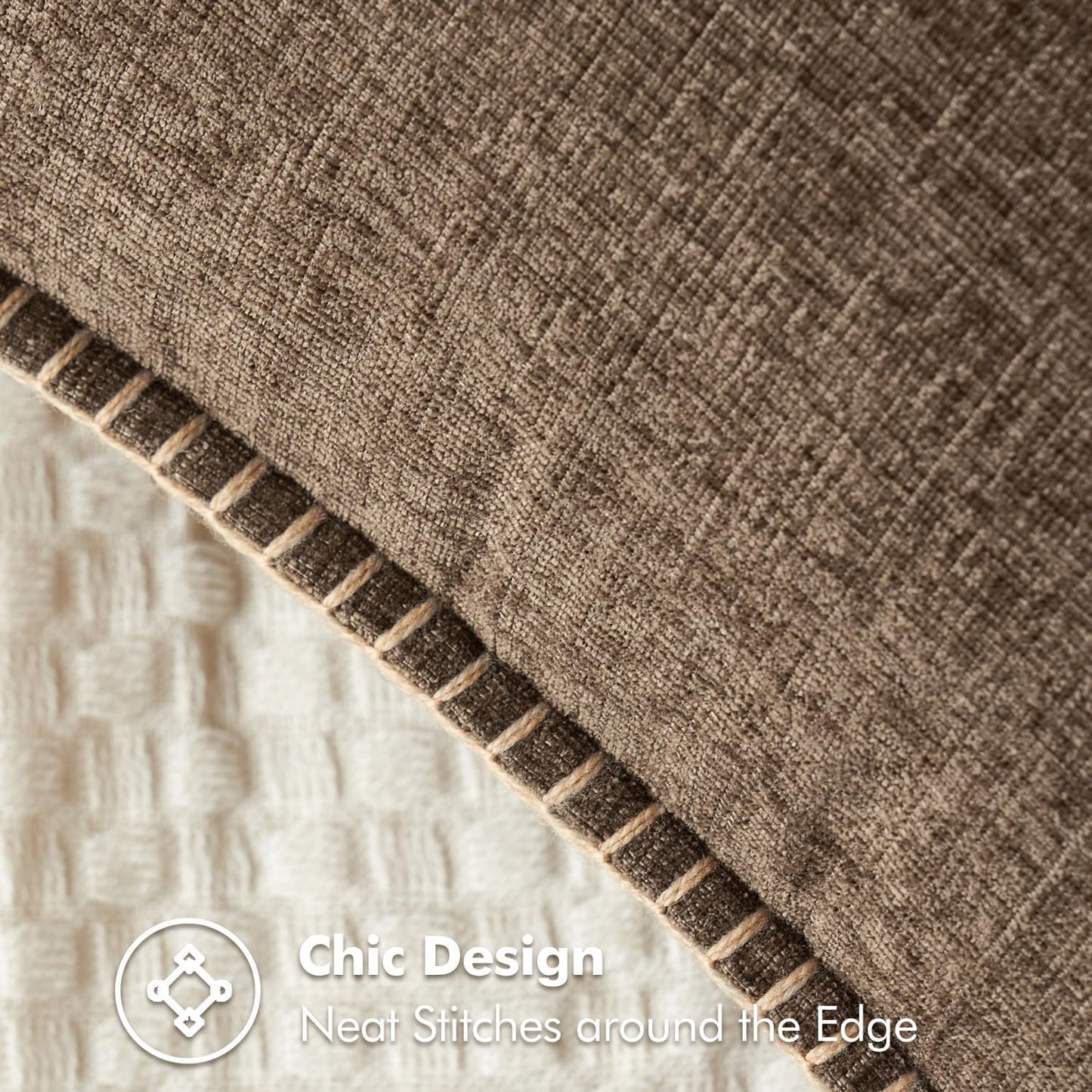 MIULEE Pack of 2 Couch Throw Pillow Covers 24x24 Inch Brown Farmhouse Decorative Pillow Covers with Stitched Edge Soft Chenille Solid Dyed Spring Pillow Covers for Sofa Bed Living Room