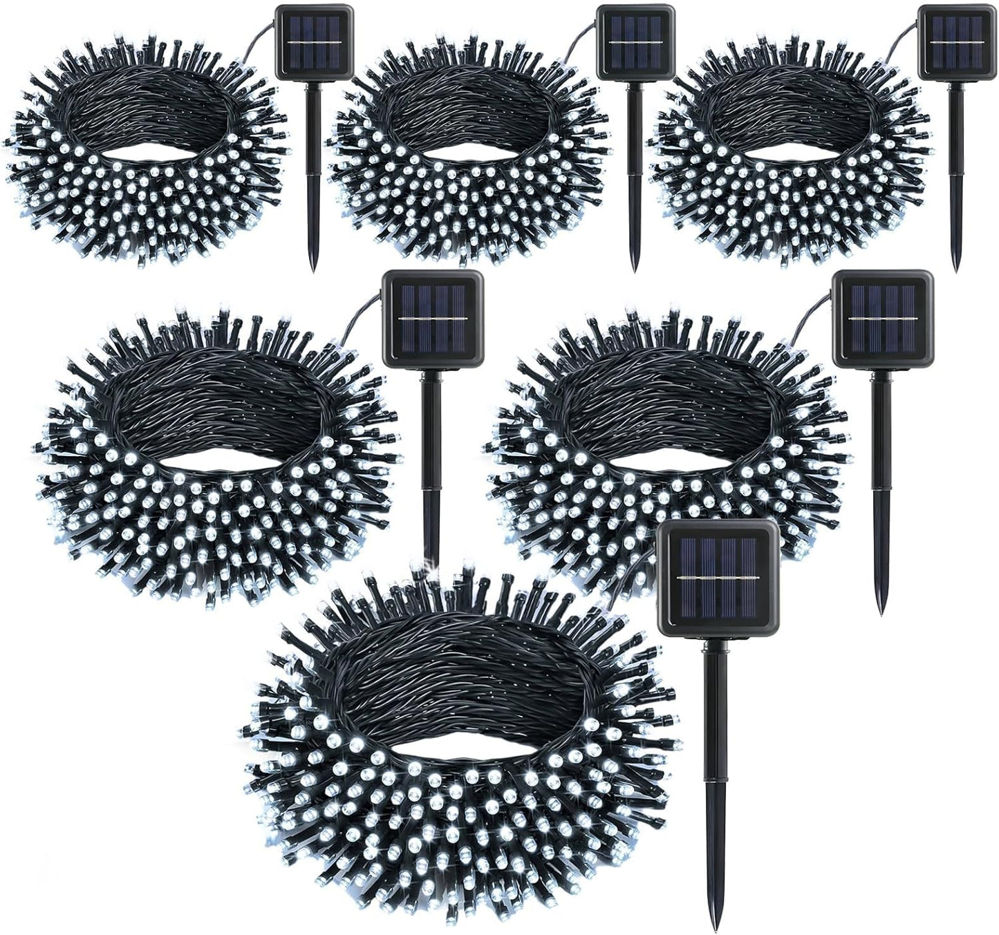 6 Pack Solar String Lights Outdoor, 600 LED Extra-Long 236Ft Solar Lights Outdoor with 8 Lighting Modes, IP65 Waterproof for Garden, Patio, Xmas, Balcony, Tree, Wedding, Party Decor (White)