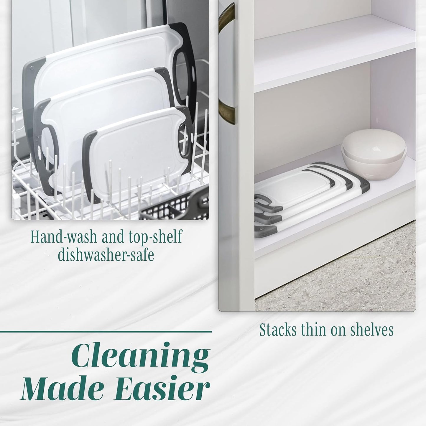 Cutting Boards for Kitchen - BPA-Free Chopping Board - Different Sizes & Non Slip Handles - Reversible, Large Cutting Board Set - Unique Gifts for Cooks Who Have Everything - 3-Pack Aqua