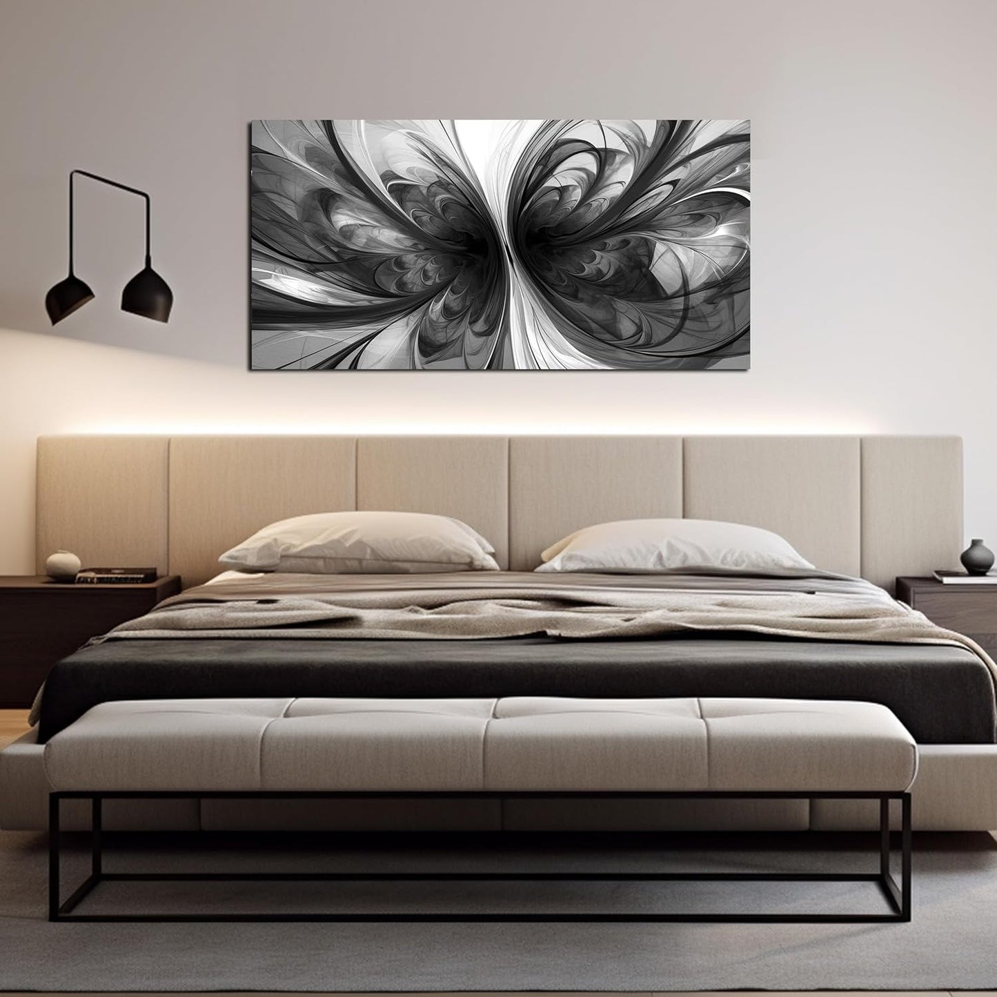 Abstract Wall Art for Living Room Black and White Pictures Wall Art Bedroom,Home Office Wall Decor 20 x 40 Inch