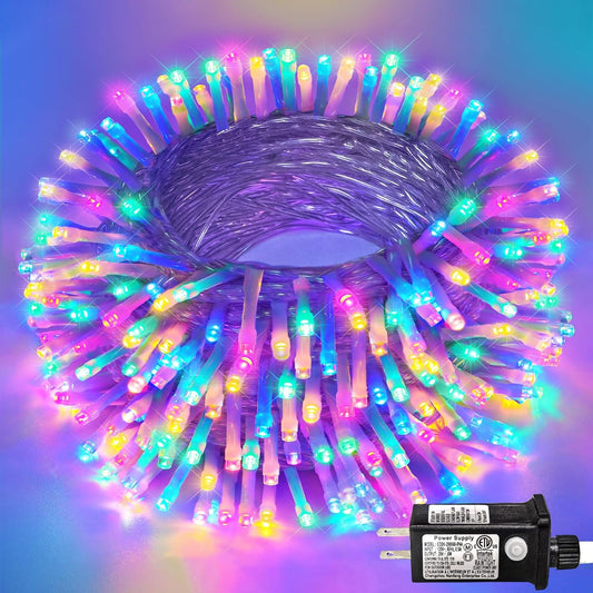Christmas Lights Outdoor Waterproof Colorful String Lights Indoor 8 Modes Clear Wire 66ft 200 LED, Colorful Twinkle Fairy Light Plug in for Bedroom Wedding Party Easter Christmas Decorations