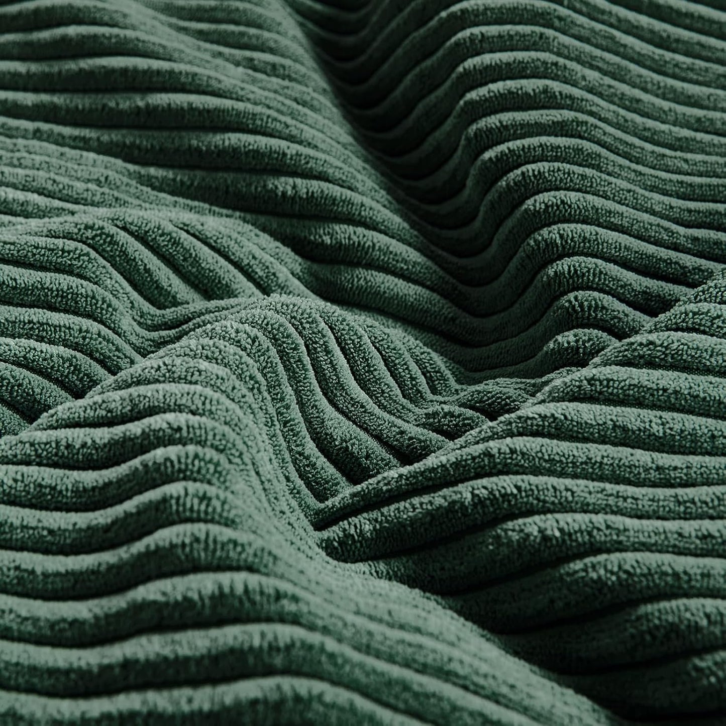 Fancy Homi Set of 2 Dark Green Decorative Throw Pillow Covers 22x22 Inch for Living Room Couch Bed, Boho Farmhouse Forest Green Home Decor, Soft Corss Corduroy Patchwork Textured Cushion Case