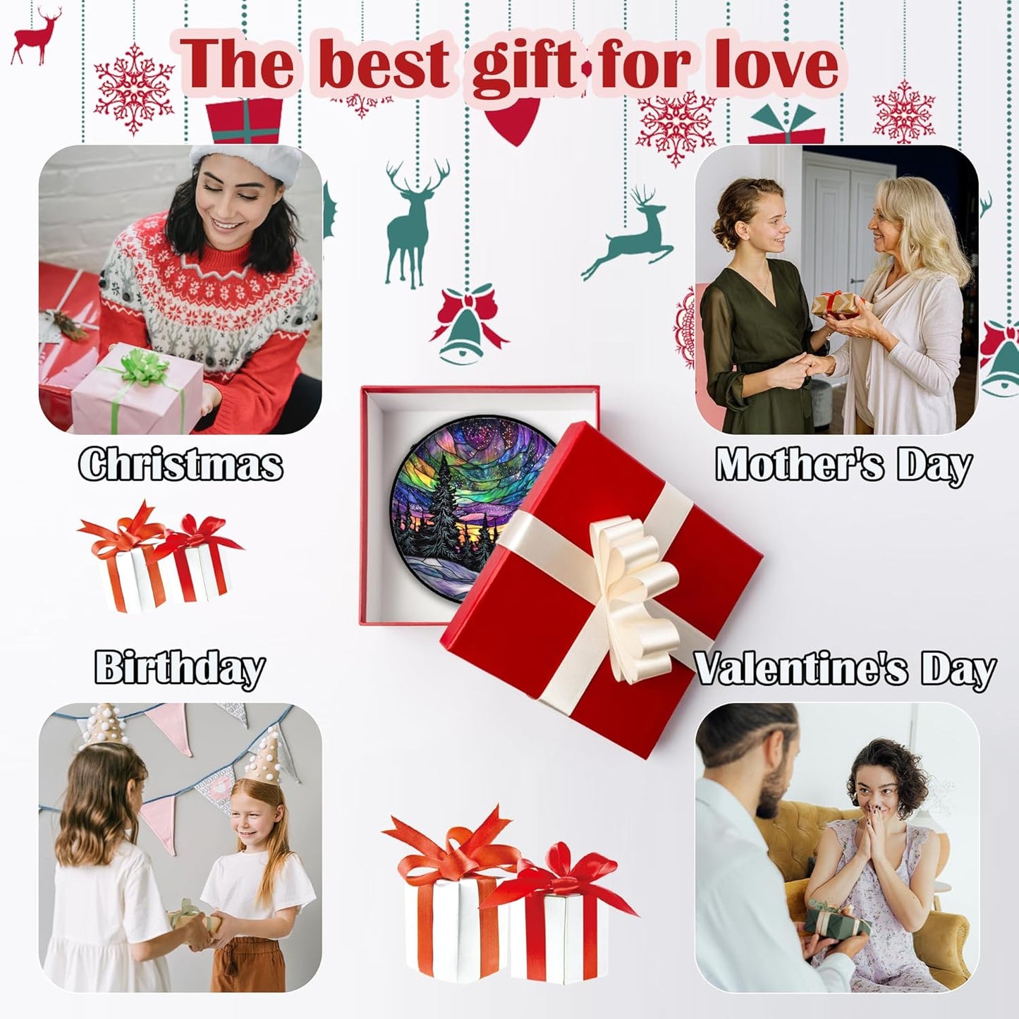 Stained Glass Window Hanging, Van Gogh Night Scene Sun Catchers Colorful Glass Panel Starry Sky Suncatcher Decor for Birthday for Women, Men, Wife, Aunt, and Mom 7.8 in