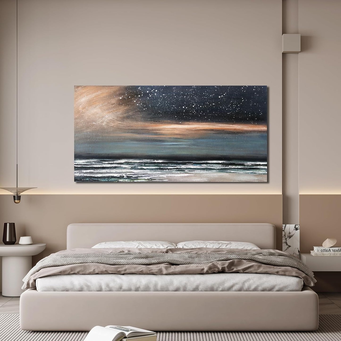 Canvas Wall Art Decor Artwork for Walls Coastal Beach Wall Art Decorations Canvas Modern Art Wall Decor Nature Starry Night Wall Art Prints Art Work for Home Office Kitchen Wall Decor 20"X40"