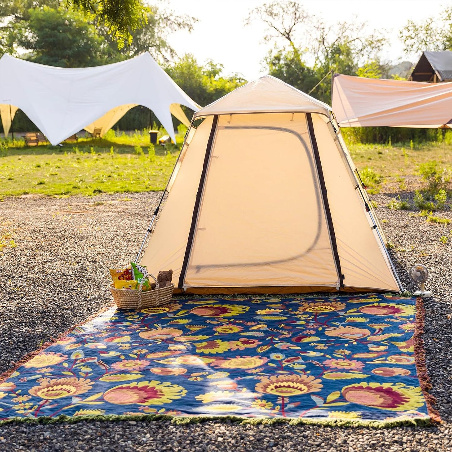 Snycler Boho Throw Blanket for Bed, 100% Organic Cotton Muslin Soft Throw-Blue Boho Floral Farmhouse Rustic Spring Summer Fall Decor Blanket for Couch Sofa Quilt and Gift, 60" x 80"