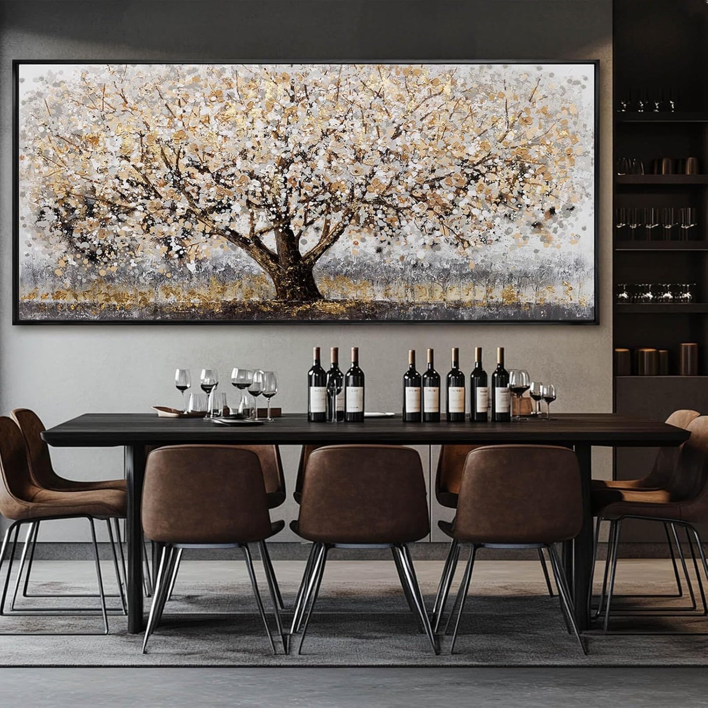 Tree Framed Wall Art Floral Wall Decor Vintage Art Pictures 32"x70" Wall Prints for Living Room Artwork for Dining Room