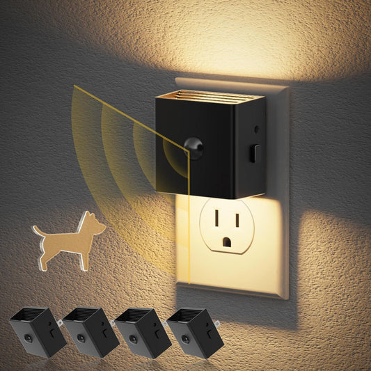 JandCase Motion Sensor Night Light, Night Lights Plug into Wall with Adjustable Brightness, Motion Activated Night Light, 3000K Warm White, for Kids Bathroom Hallway Kitchen Bedroom[4 Pack]