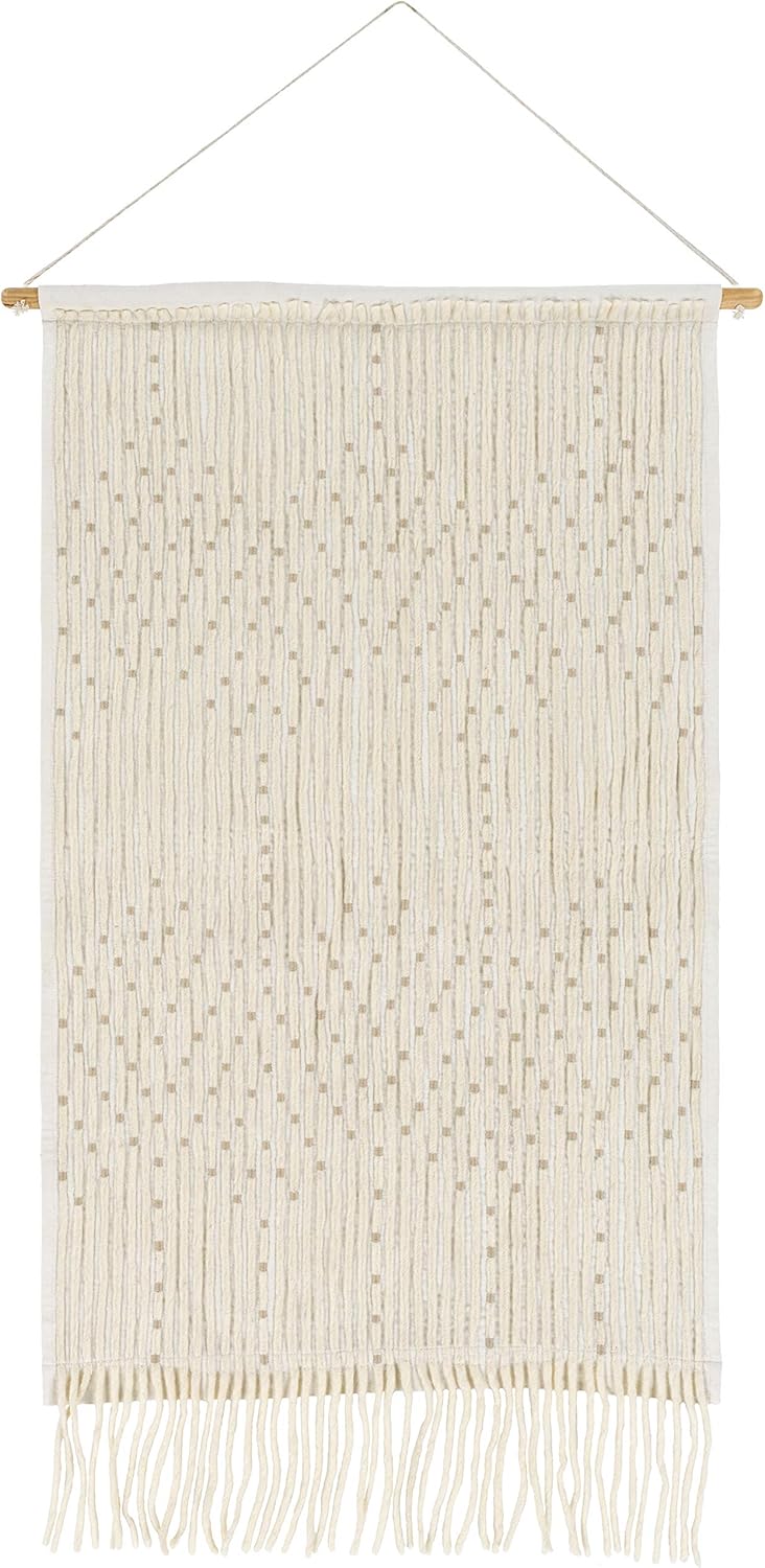 Mark&Day Wall Art, Schlublberg Modern Farmhouse Ivory Macrame Tapestry Wall Hanging for Living Room, Bedroom, Office or Kitchen (36"H x 24"W)