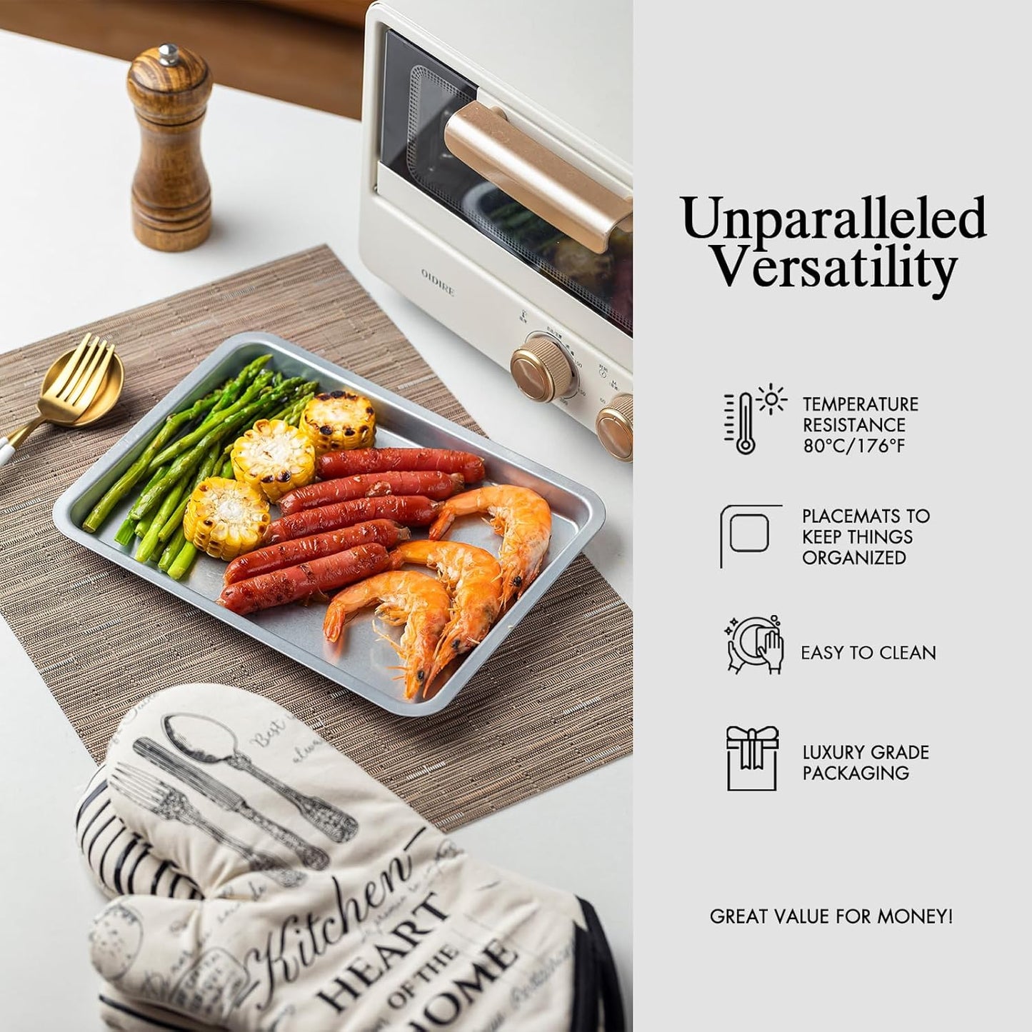 Placemats Set of 6 - Easy Clean Woven Vinyl Placemats for Dining Table, Indoor/Outdoor Place Mats, Washable PVC Table Mats （Light Brown）