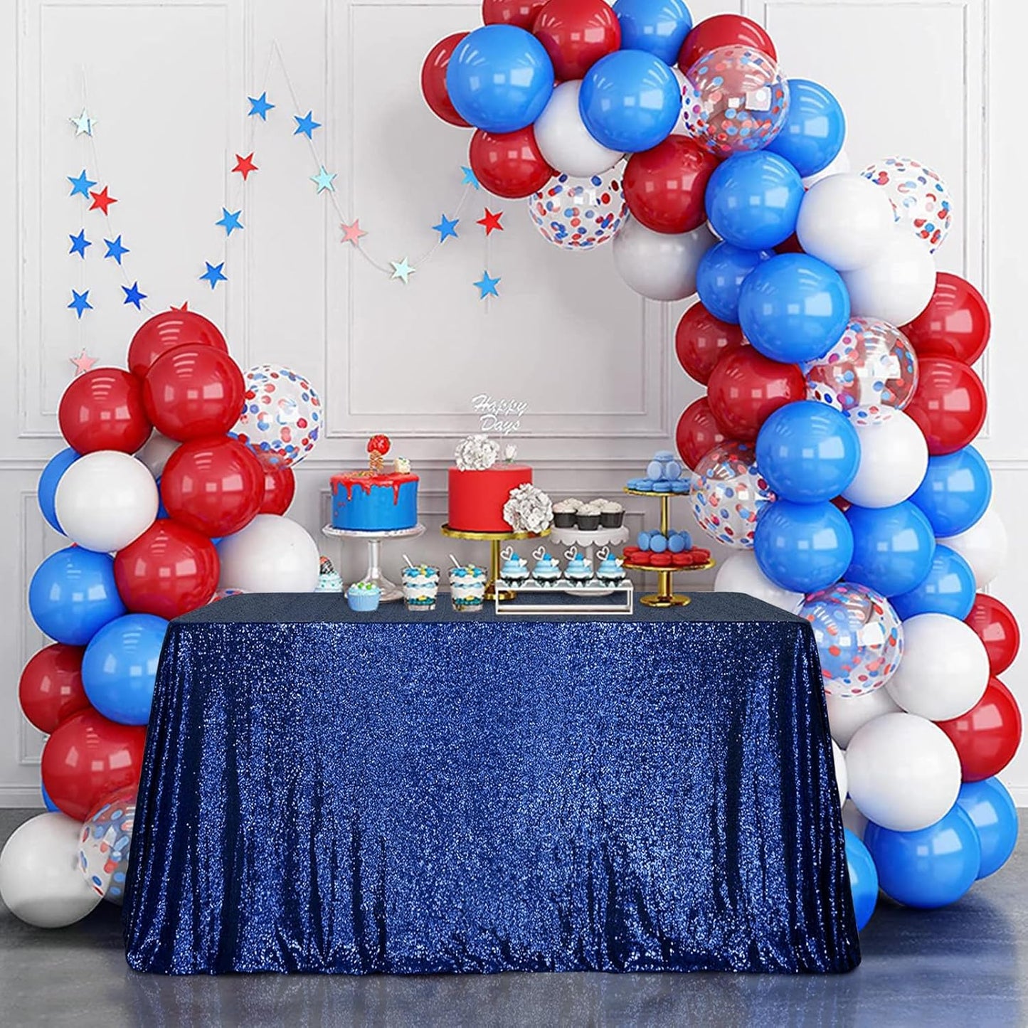 SquarePie Sequin Tablecloth 50 x 72 Inch Navy Blue Sparkly Table Linen for Wedding Party