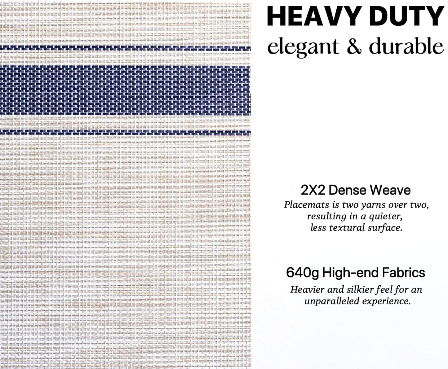 LEXMORE Placemats Set of 8 Vinyl/Plastic Woven Place Mats for Kitchen Table Indoor/Outdoor Washable Placemat Wipeable Dining Table Mats(Blue Skyline)