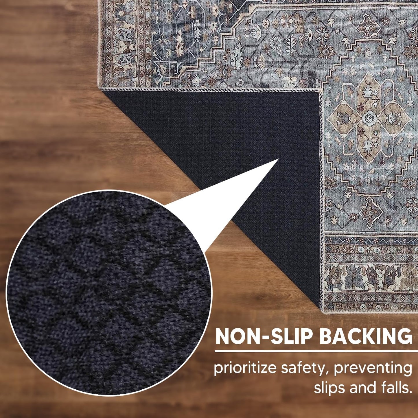 Keen Home Design 2x12 Rug - Machine Washable Runner Rug with Non-Slip Backing, Ideal for Hallway, Entryway, Kitchen, Laundry Room - Vintage, Easy Clean, Durable, Low Pile - (2'6" x 12')