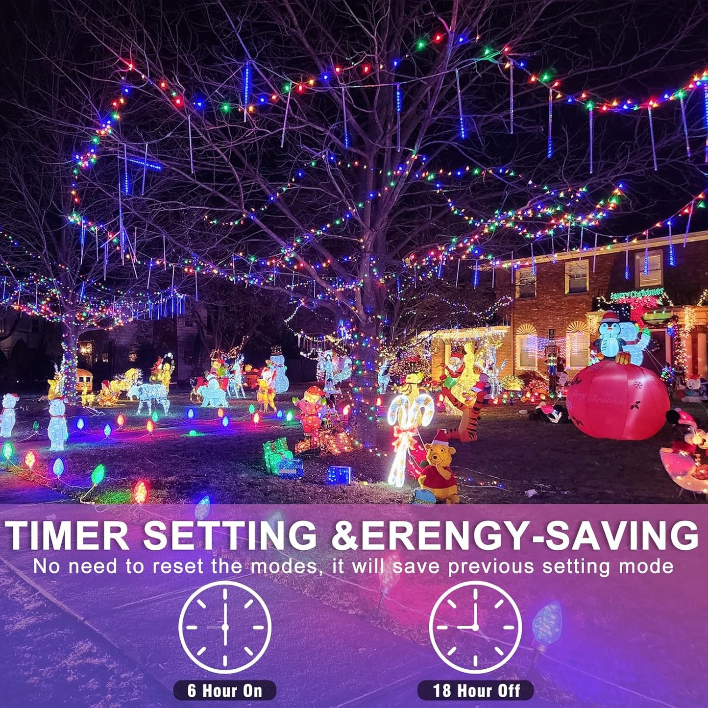 250 LED Christmas Lights Indoor Outdoor, 82ft 8 Modes Clear Wire Christmas String Lights Indoor, Plug in Twinkle Fairy Lights for Bedroom Tree Christmas Decorations, Multicolor