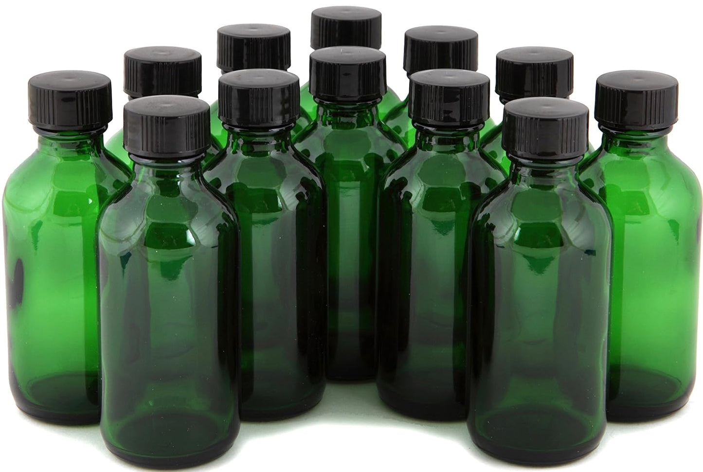 Vivaplex, 12, Green, 2 oz Glass Bottles, with Lids