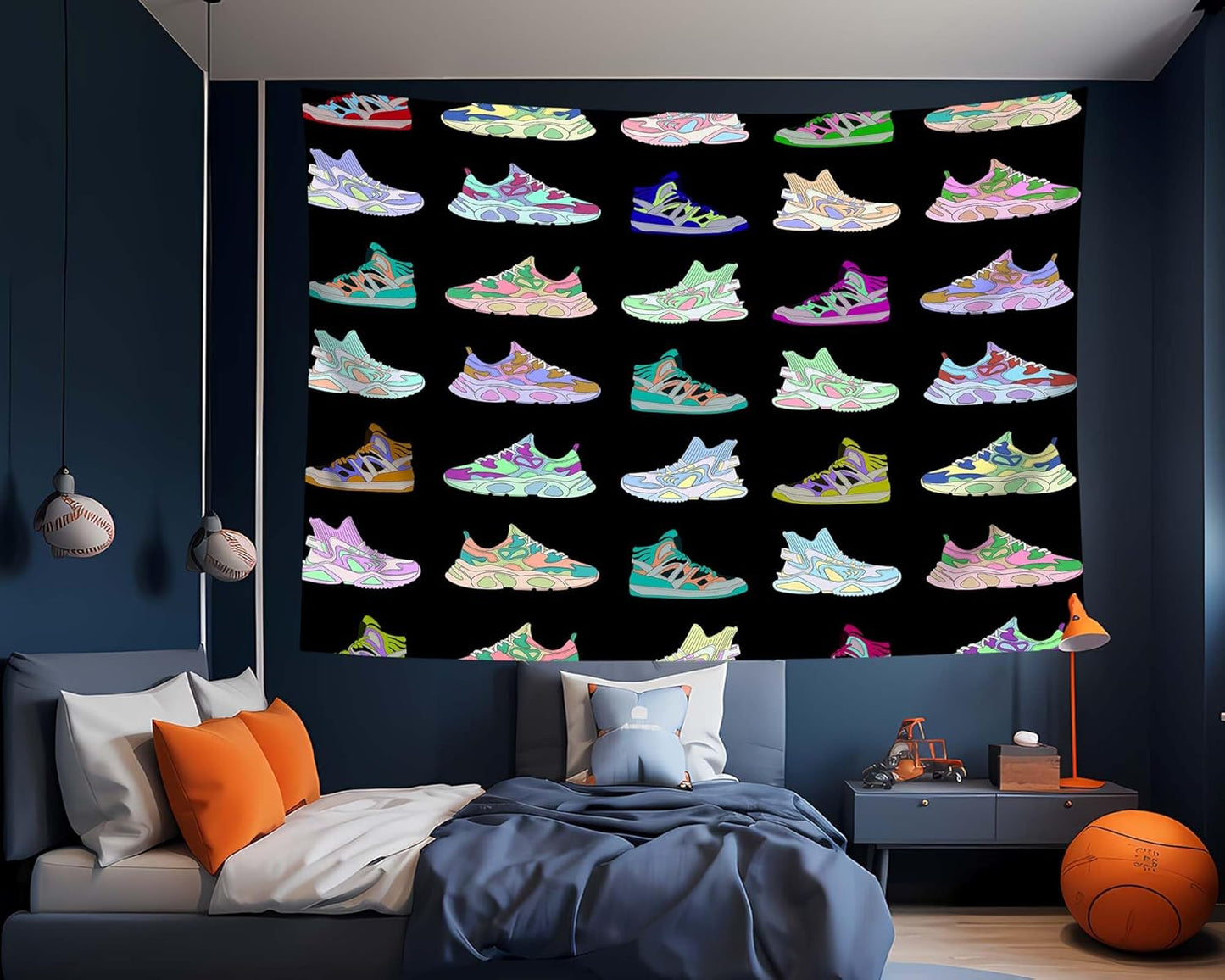 dueeia Sneaker Tapestry Wall Hanging Basketball Shoes Sports tapestries for Teen Boys Mens Bedroom Aesthetic Living Room Dorm Wall Decor (70.9"x90.6")
