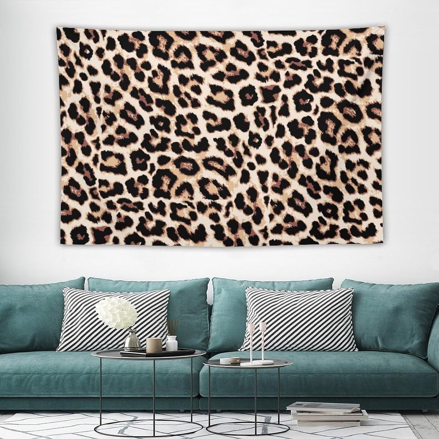 HZOHNAGO Leopard Print Tapestry Rustic Brown Leopard Wild Animal Printed Wall Tapestry Painting Wall Hanging for Bedroom Living Room Dorm 90" W x 60" H