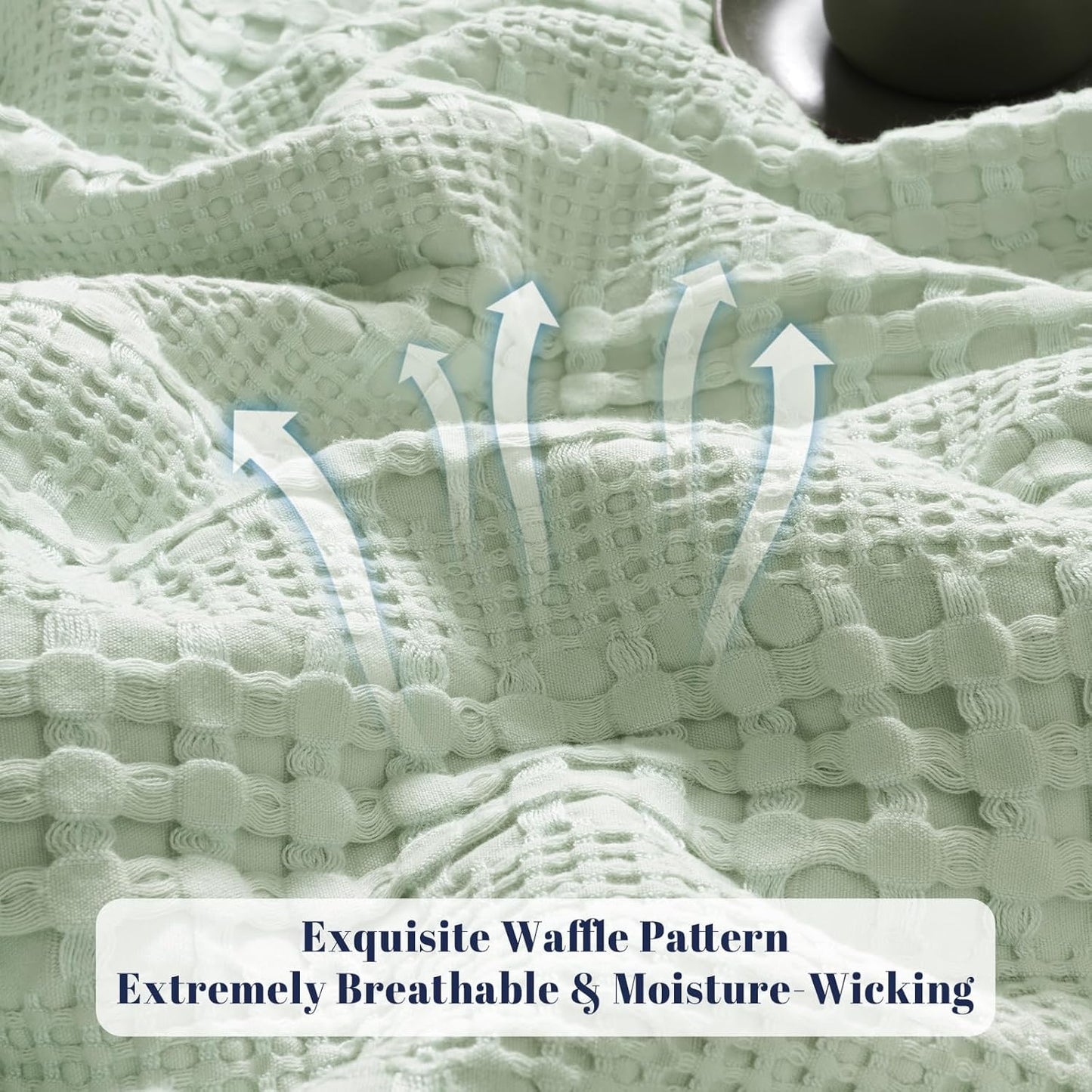 PHF Cooling Waffle Blanket Twin Size, Lightweight 60% Rayon Derived from Bamboo & 40& Cotton Breathable Blanket for Hot Sleepers, Soft and Luxury for Bed Couch and Sofa, 66"x90", Mint