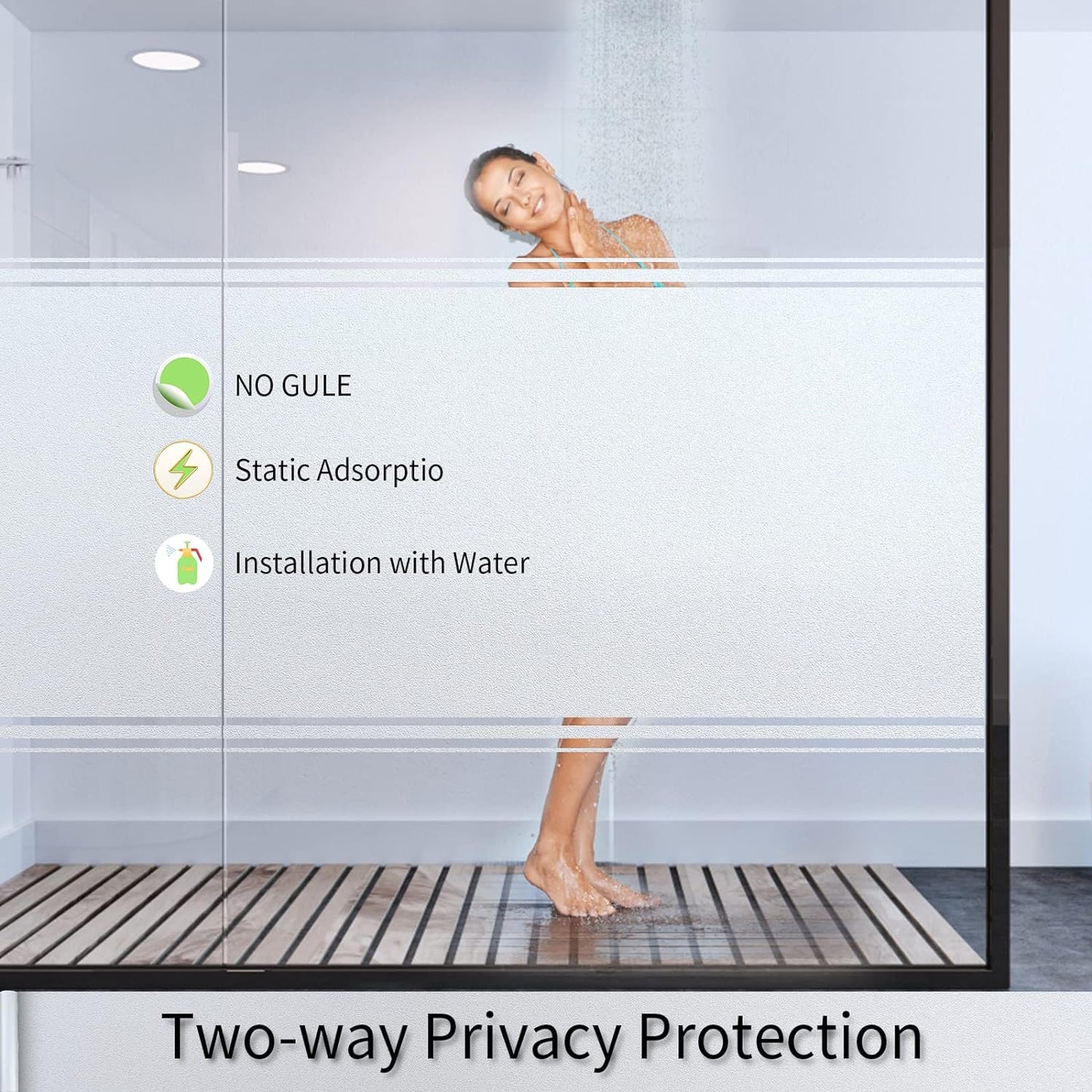 Frosted Glass Window Film with Tools,Reusable Window Privacy Film,Static Clings Window Film Kit for Home Bathroom and Office. (Pure, 29.6Inch×196.9Inch)