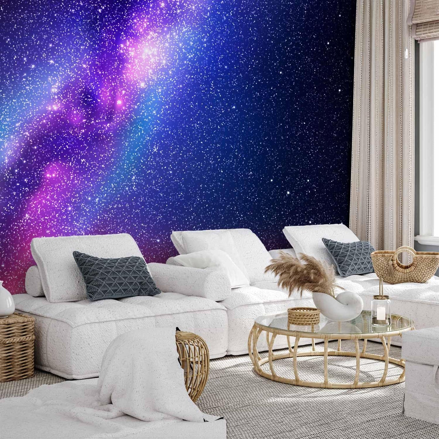 artgeist Wall Mural Galaxy 173x124 in - Peel and Stick Self-Adhesive Wallpaper Removable Large Sticker Foil Wall Decor Print Picture Image Abstract Space Sky Star Cloud Violet f-C-0487-a-a