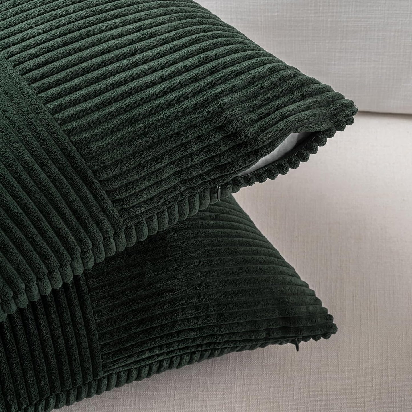 Fancy Homi Set of 2 Dark Green Boho Long Lumbar Body Decorative Throw Pillow Cover 14x36 Inch for Bed Couch Bedroom Bench, Soft Patchwork Corduroy Textured Pillow Case, Rustic Farmhouse Room Decor