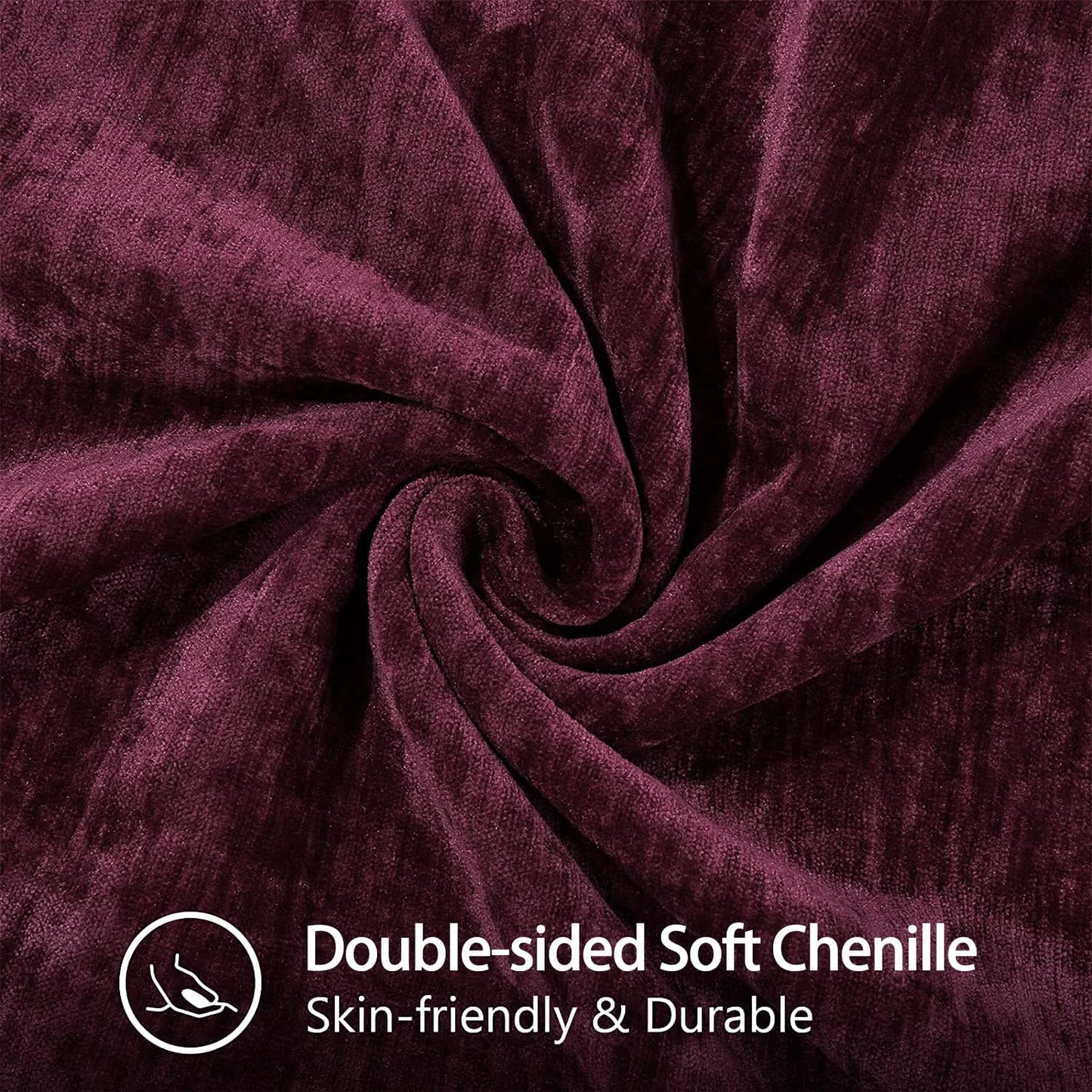 decorUhome Chenille Soft Throw Pillow Covers 20x20 Set of 2, Farmhouse Velvet Neutral Decorative Euro Pillow Covers with Stitched Edge for Couch Sofa Bed Home Decor, Rhododendron