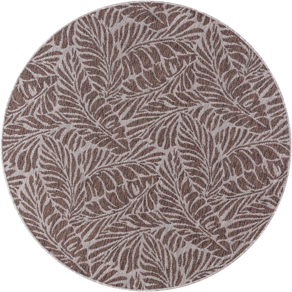 Keen Home Design Terrace Outdoor Round Rug - 5ft Round Washable Indoor/Outdoor Rug for Patio, Kitchen, Balcony, Beach, Garden, Deck and Porch, Size: 5'3" Round
