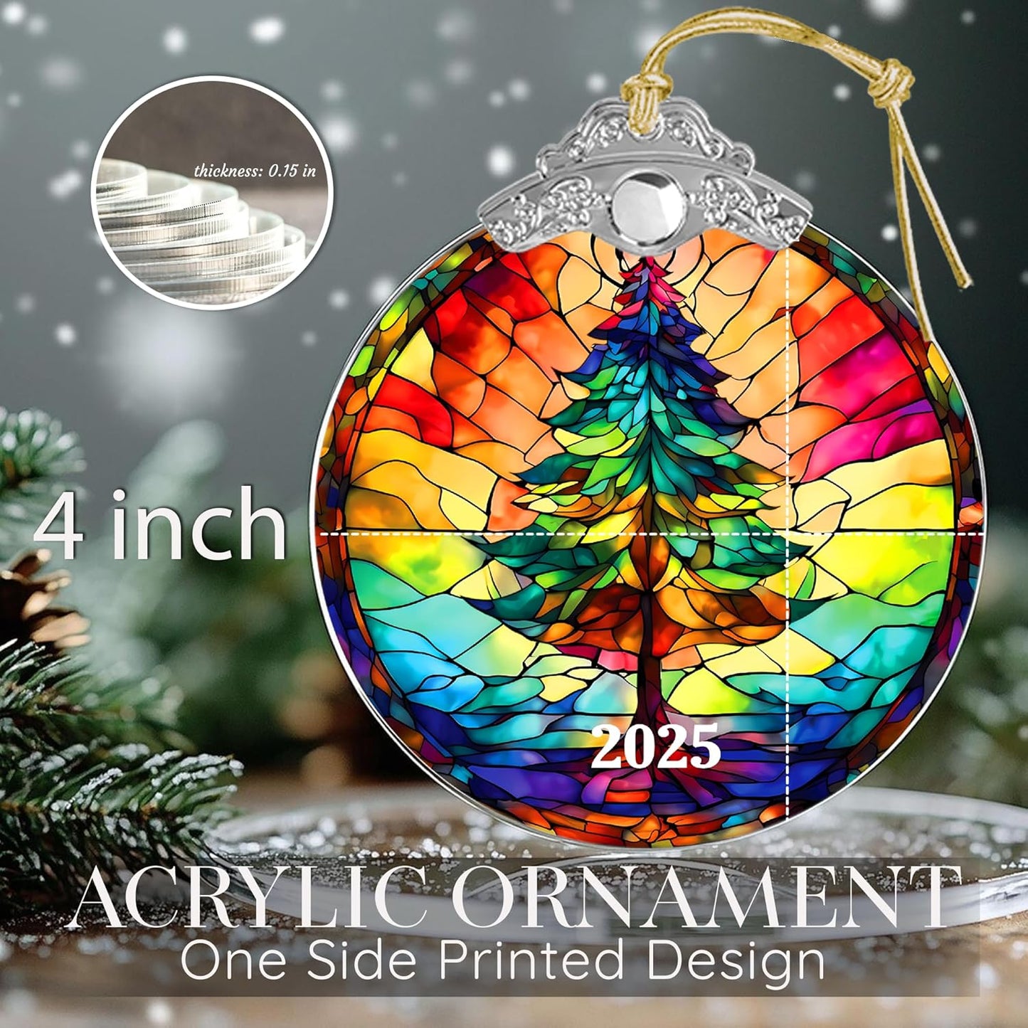 2025 Christmas Ornament, Stained Glass Effections, Christmas Tree 2D Acrylic Ornament Art, White Elephant Gifts, Christmas Ornament, Tree Ornaments, Christmas Decor (Christmas Tree)