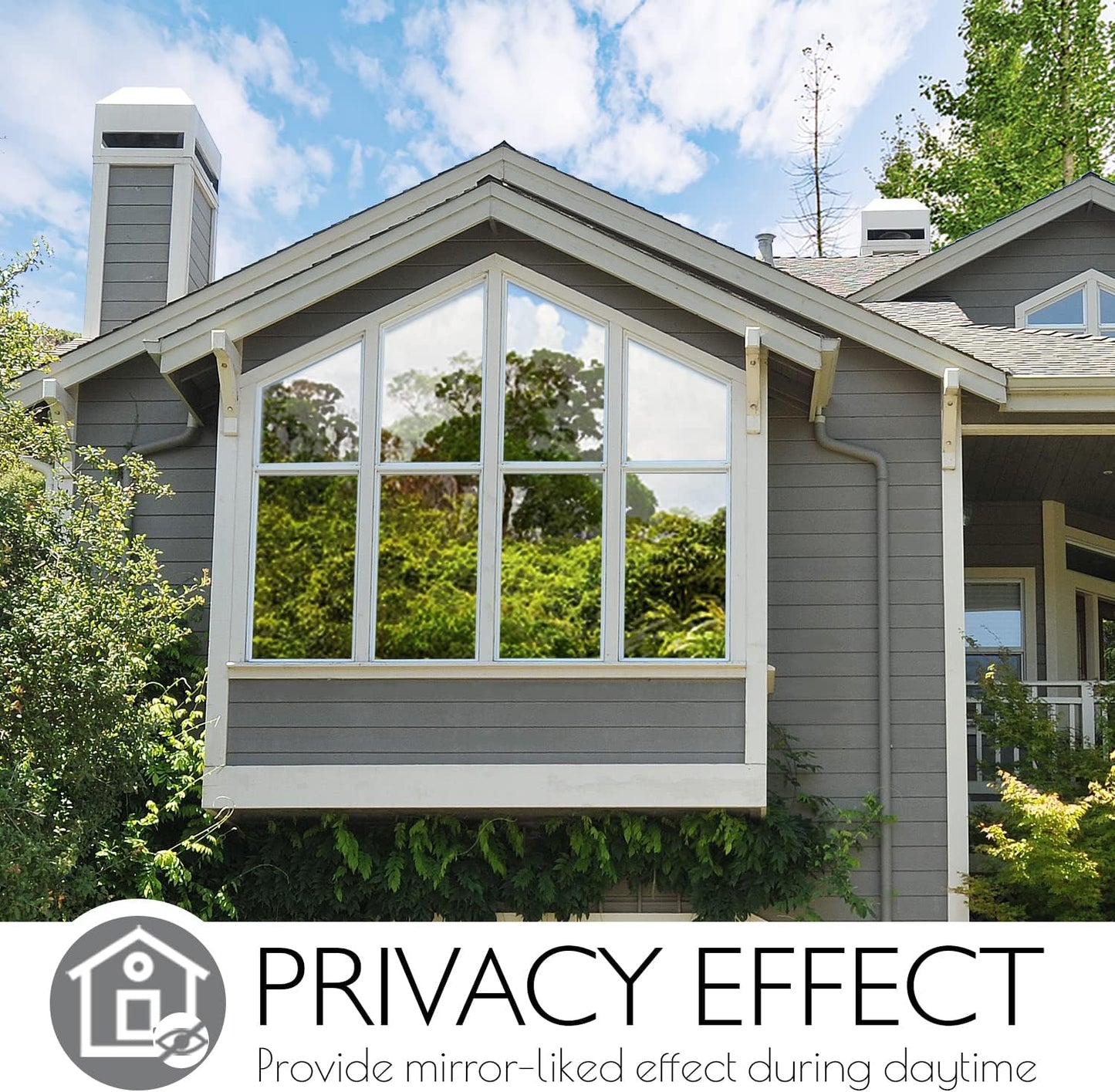 HIDBEA Window Film Daytime Privacy, Heat Control UV Blocking Reflective One Way Mirror Window Tint for Home, Non-Adhesive Self Static Cling Window Stickers (Silver, 35.4 Inch × 6.5 Feet)