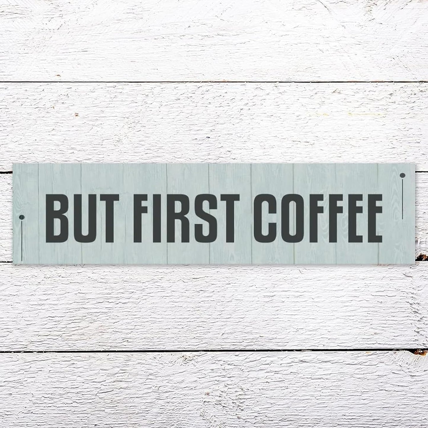 Generic Funny Wood Sign But First Coffee Rustic Wooden Hanging Sign Home Farmhouse Kitchen Wall Decoration 16 x 6 Inch