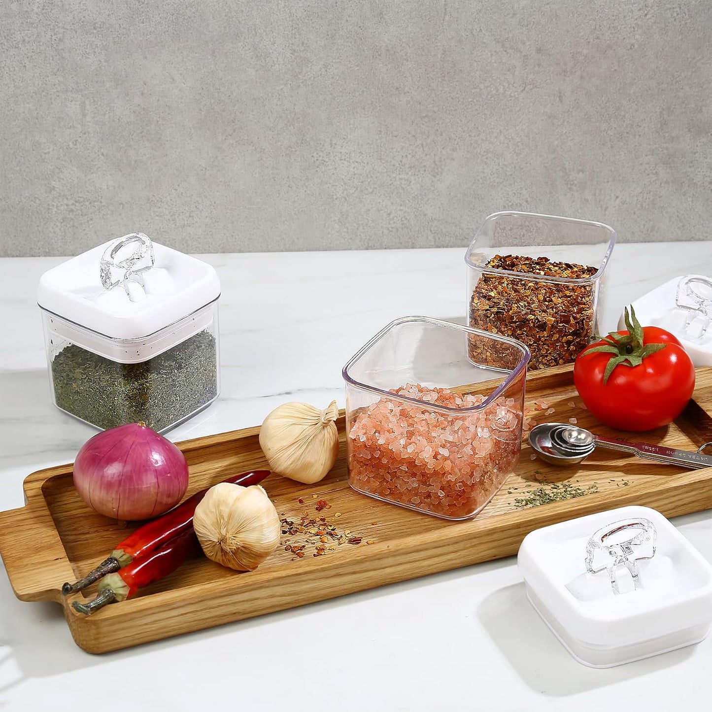 Felli Flip Tite Storage Container with 4 Inch Lid SQUARE & RECTANGLE, Air Tight Ring Seal Top Clear Acrylic Canister Jar, Spice Pasta Cereal Snack Pantry Organizer, Gift Set for Women (10pk, Variety)