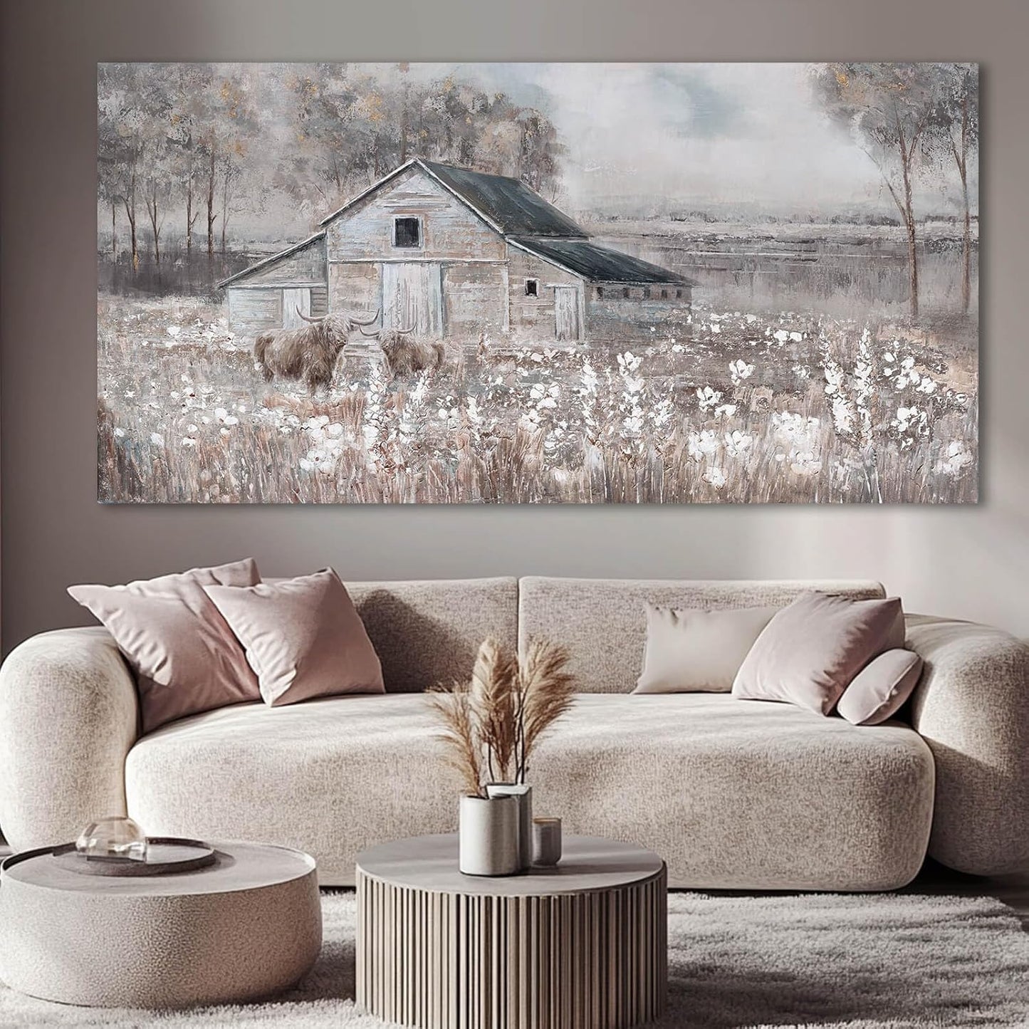 SDYA Landscape Canvas Wall Art Animal Photo Prints White and Brown Wall Hanging Decor 24"x48" Decorations for Bedroom Office Art