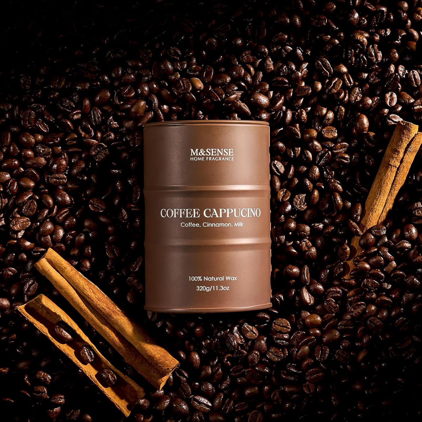 M&SENSE Coffee Cappucina Scented Candles, Soy Natural Wax Candle 11.3oz 70 Hours Long Lasting Burning, Strong Coffee Aroma Candle Unique Housewarming Appreciation Gifts