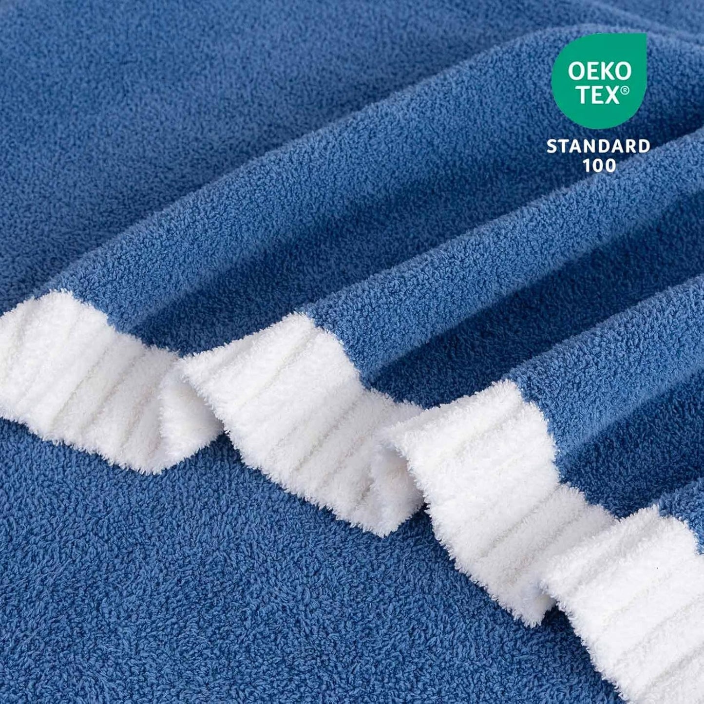 Soft Fuzzy Throw Blanket - Blue Cozy Warm Knit Fluffy Plush, Lightweight & Breathable, Throw for Bed, Chair, Sofa, Couch, Outdoor, 60"X80", Oeko-TEX Certified