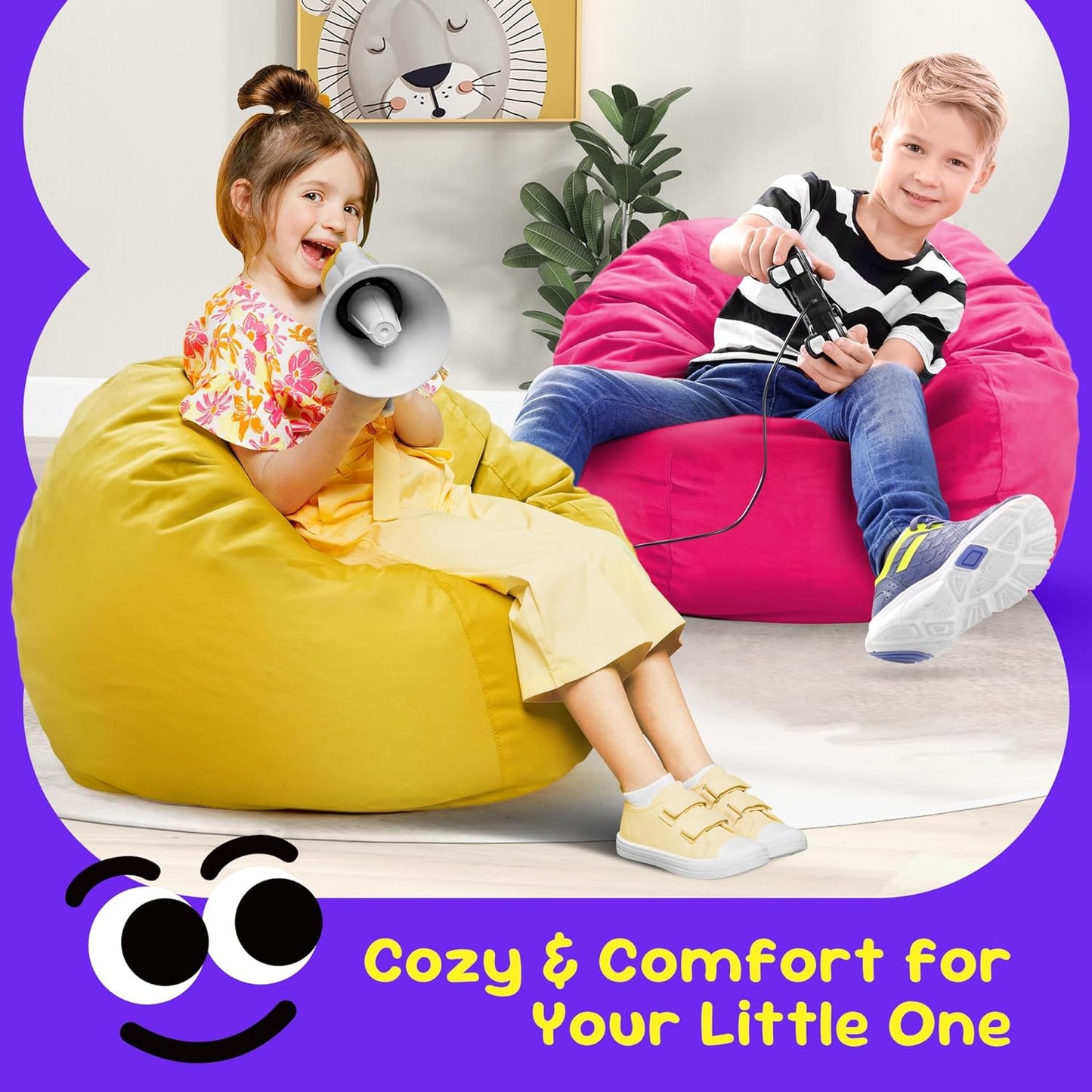 Hobestluk Bean Bag Chairs 2.5FT Bean Bag Chair with Memory Foam Filled & Machine Washable Cover,Beanbag Chair, Small Bean Bag Chairs for Playroom, Living Room, Bedroom