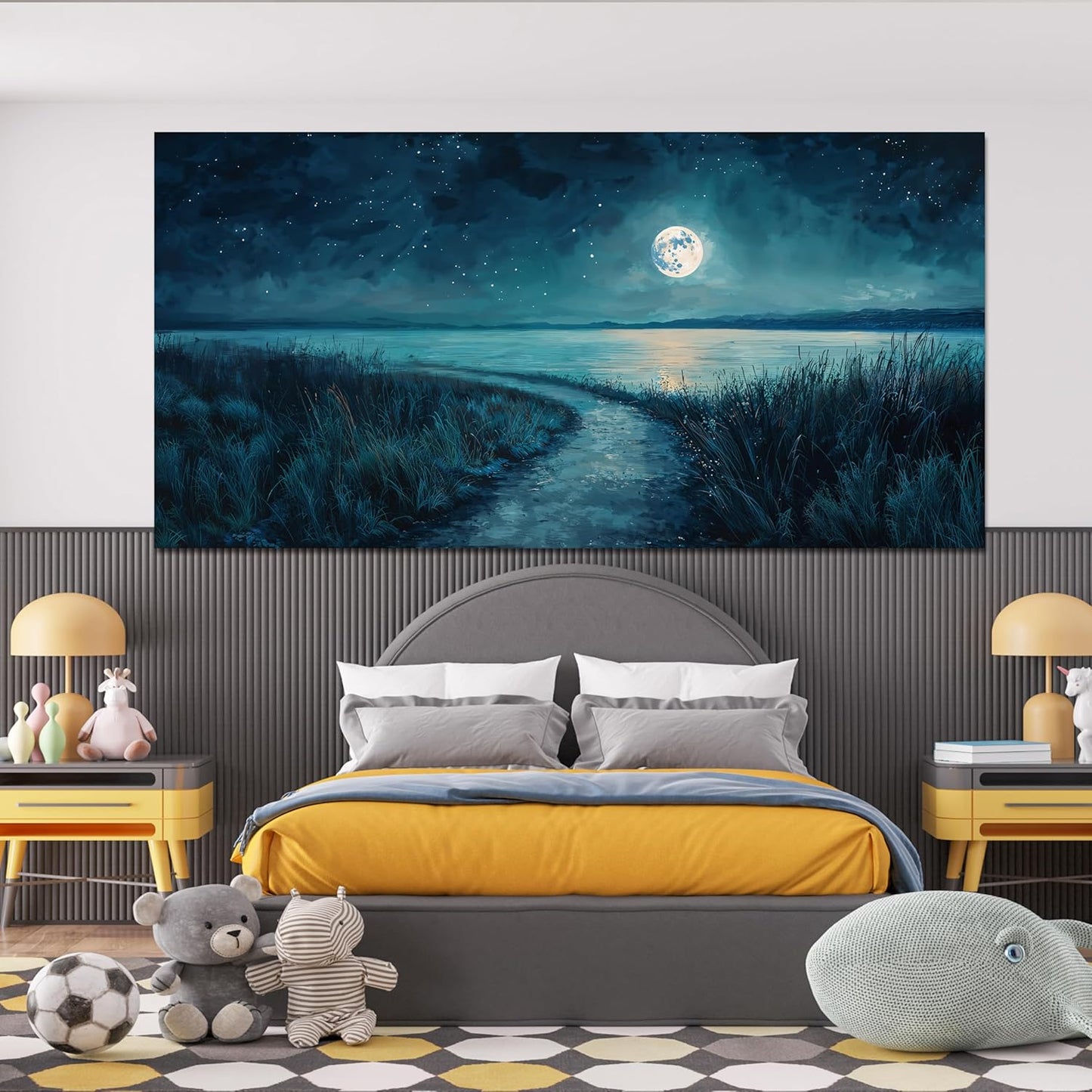 Canvas Wall Art Decor Modern Large Wall Decor For Living Room Blue Botanical Wall Art Blue Coastal Wall Art Artwork for Walls Large Canvas Prints Art Work For Home Office Wall Decor 29" X 58"