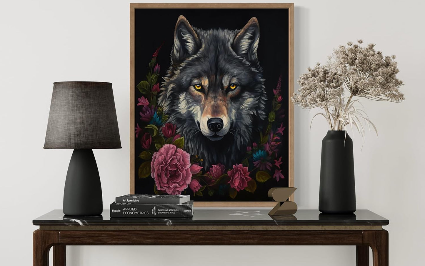 Vintage Wolf Poster Art Print, Halloween Scary Wall Art Academia Spooky Painting Decoration for Horror Prints, Gothic Posters Bedroom Decor 89 (Vintage Wolf, 8 x 10 inches, Wood Frame)