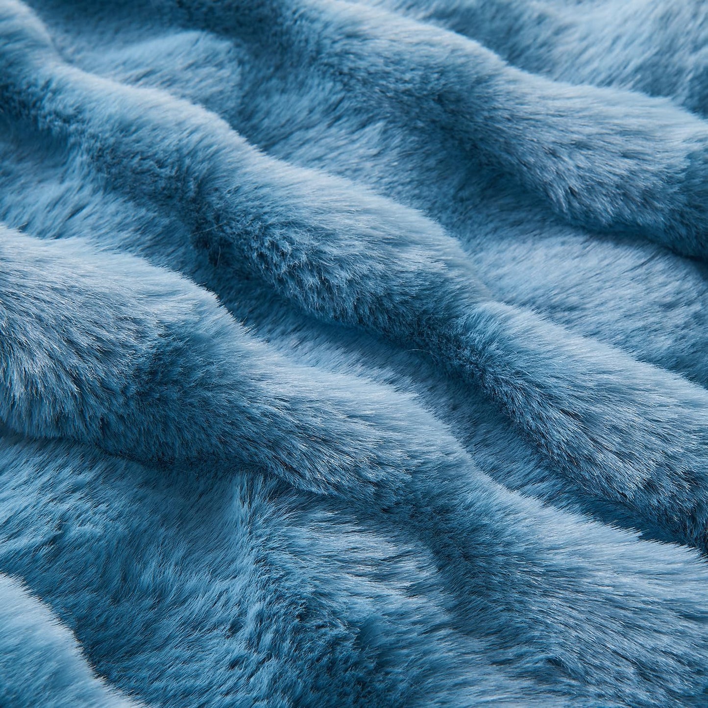 Lotus Karen Faux Fur Throw Blanket Sky Blue - Big Bubble Rabbit Fluff Blanket for Couch Bed Sofa,Softest Fluffy Fuzzy Cozy Blanket,Thick Furry Plush Shaggy Warm Blankets for Women,108x90 Inches