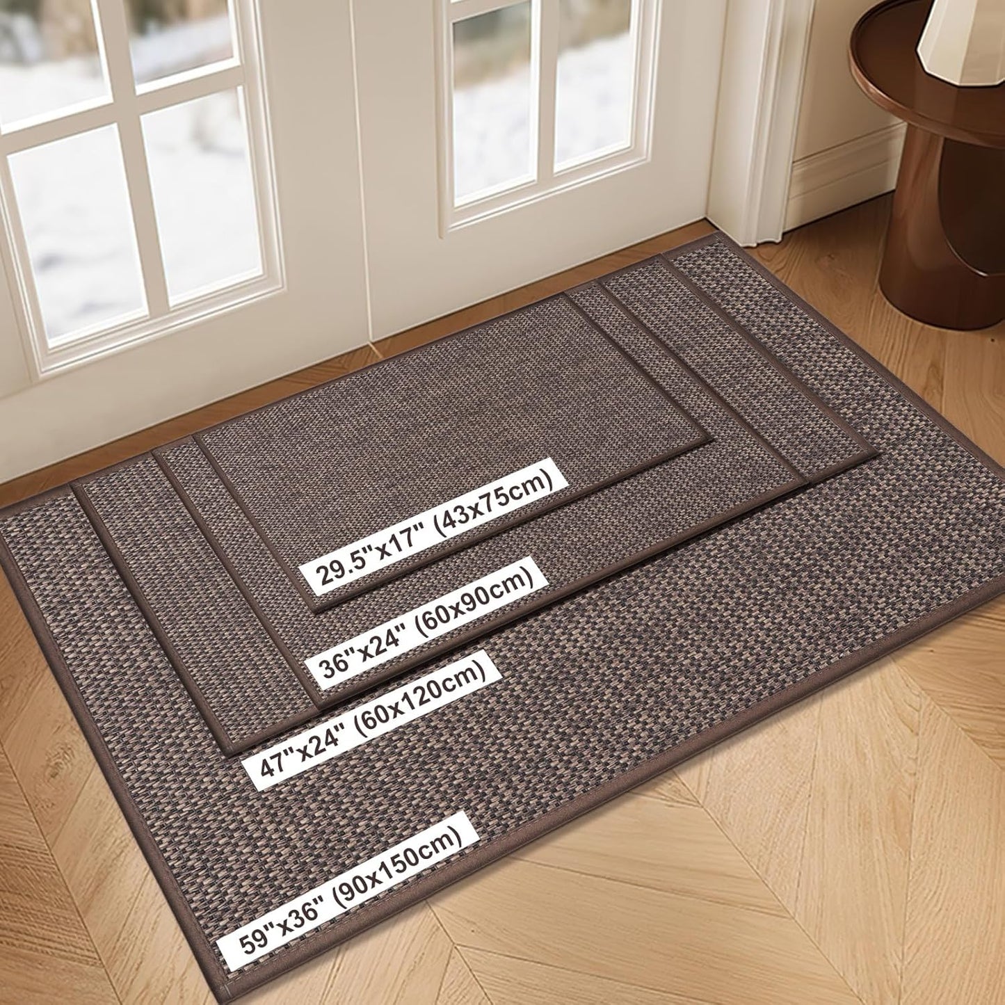 LEKEEPGO Door Mat 24"x36", Non Slip Door Mat Indoor Entrance, Rubber Backing Front Indoor Door mat Washable Absorbent Low-Profile Entryway Entry Resist Dirt Inside Door Mats, Brown