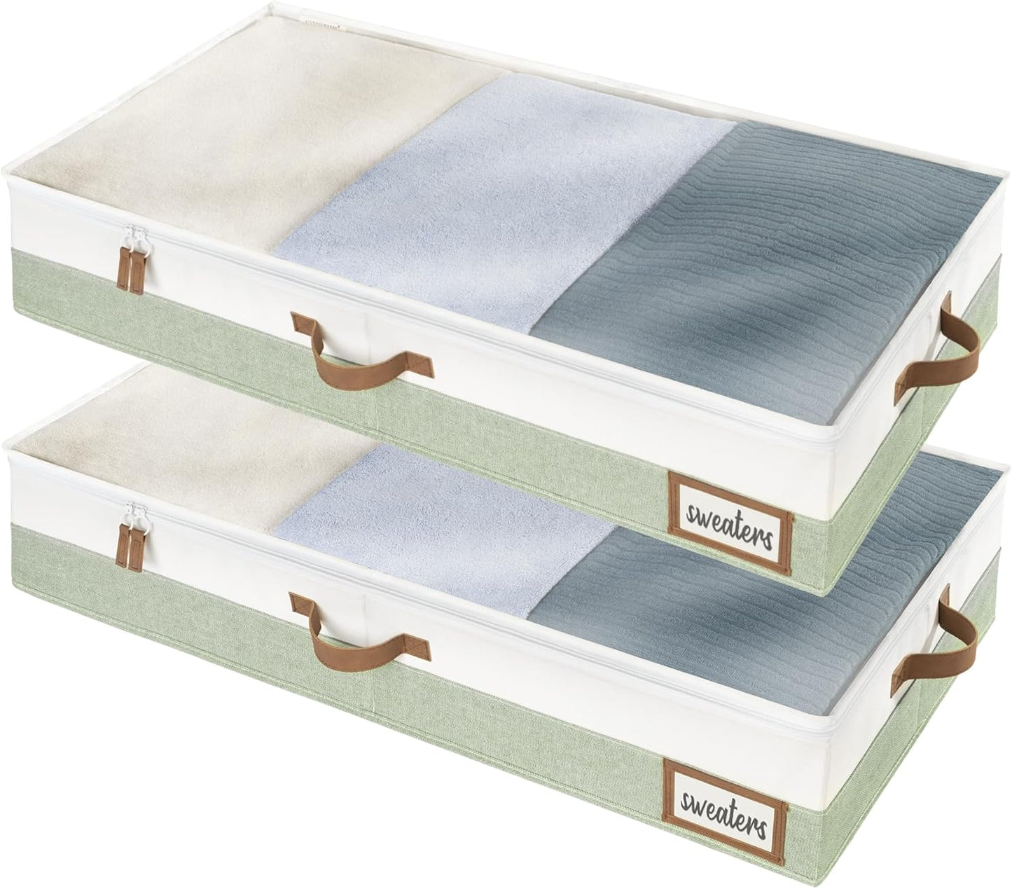 StorageWorks Large Under Bed Storage Containers with Handles and Label Holder, 2 Pack Ultra-thick Fabric Underbed Bins, Closet Organizer for Clothes, Blankets, Sweater