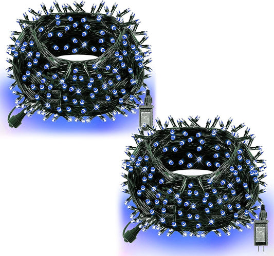 Dazzle Bright 132FT 400 LED Christmas Lights, Christmas String Lights Plug in with 8 Modes, Waterproof Christmas Decorations for Xmas Indoor Outdoor Party Home Tree Decor, Blue