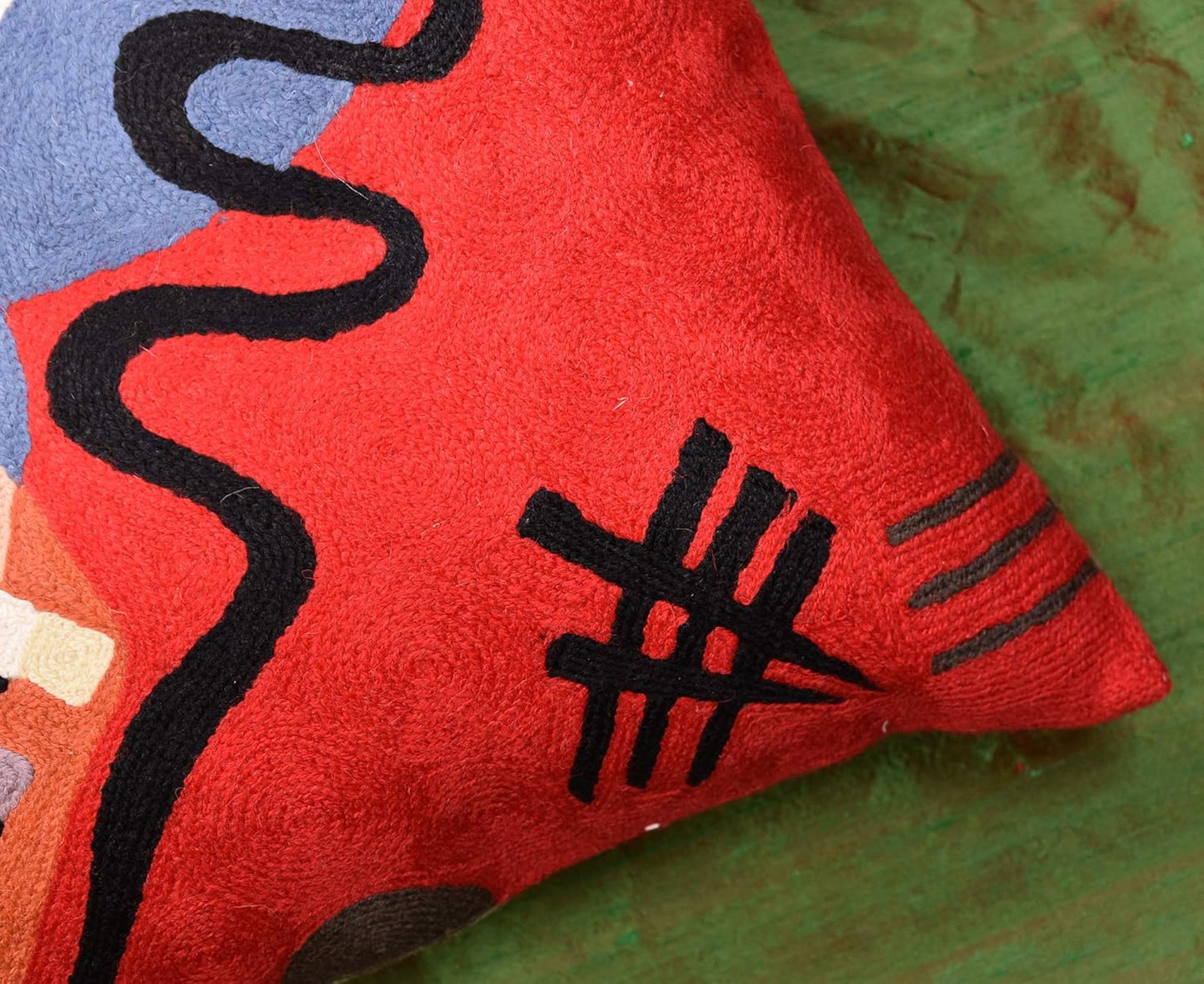 Kandinsky Modern Couch Pillow Cover - Red Flow | Abstract Pillows | Mid Century Chair Cushions | Handmade Wool Size 18x18