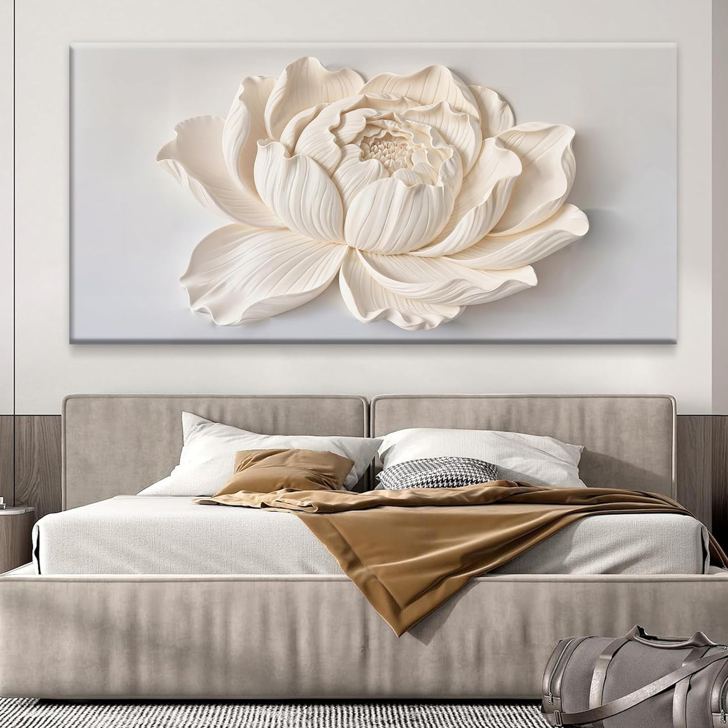 TAIJXAGSG Large Canvas Wall Art Decor For Living Room Pictures White Flower Wall Art Decoration Artwork Wall Art Modern Painting Pictures For Bedroom Home Kitchen Office 29"X 58"
