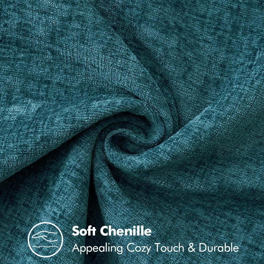 MIULEE Pack of 2 Couch Throw Pillow Covers 12x20 Inch Dark Teal Farmhouse Decorative Pillow Covers with Stitched Edge Soft Chenille Solid Dyed Spring Pillow Covers for Sofa Bed Living Room