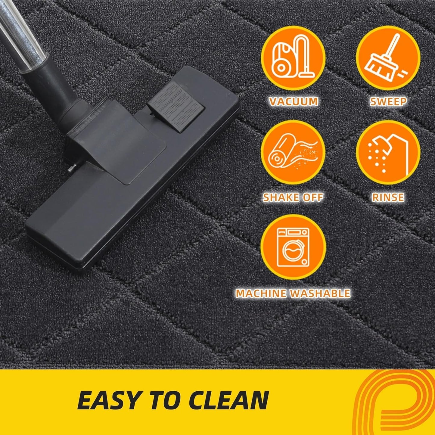 JSEI Dirt Trapper Door Mat 24"x36", Non-Slip Washable Entryway Mats, Dog Door Mat, Stain Resistant and Absorbent Floor Mats, Low Profile Welcome Mat for Front Back Door, Dark Grey