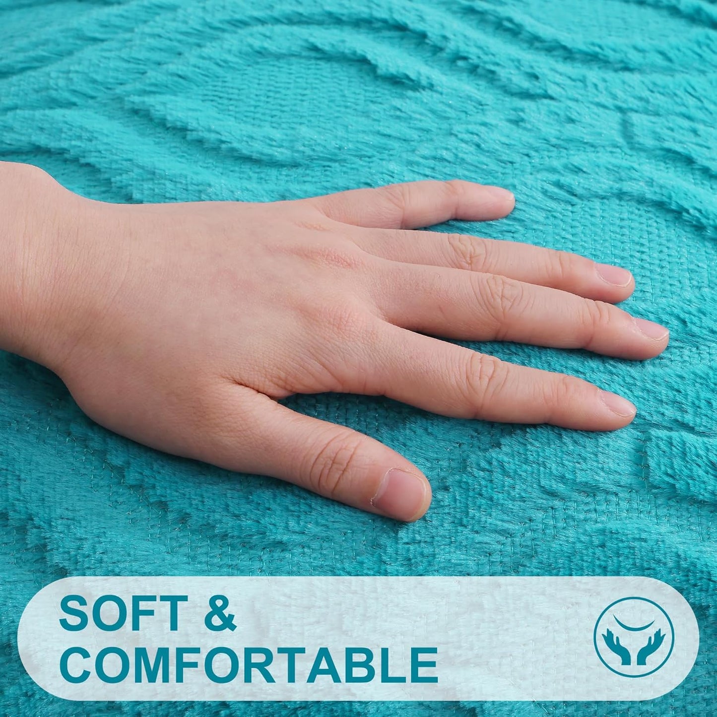 decorUhome Fall Throw Pillow Covers 12x20 Inch Set of 2, Soft Plush Decorative Faux Fur Turquoise Solid Couch Pillow Covers, Accent Farmhouse Neutral Lumbar Euro Pillow Cases for Sofa Bed Living Room