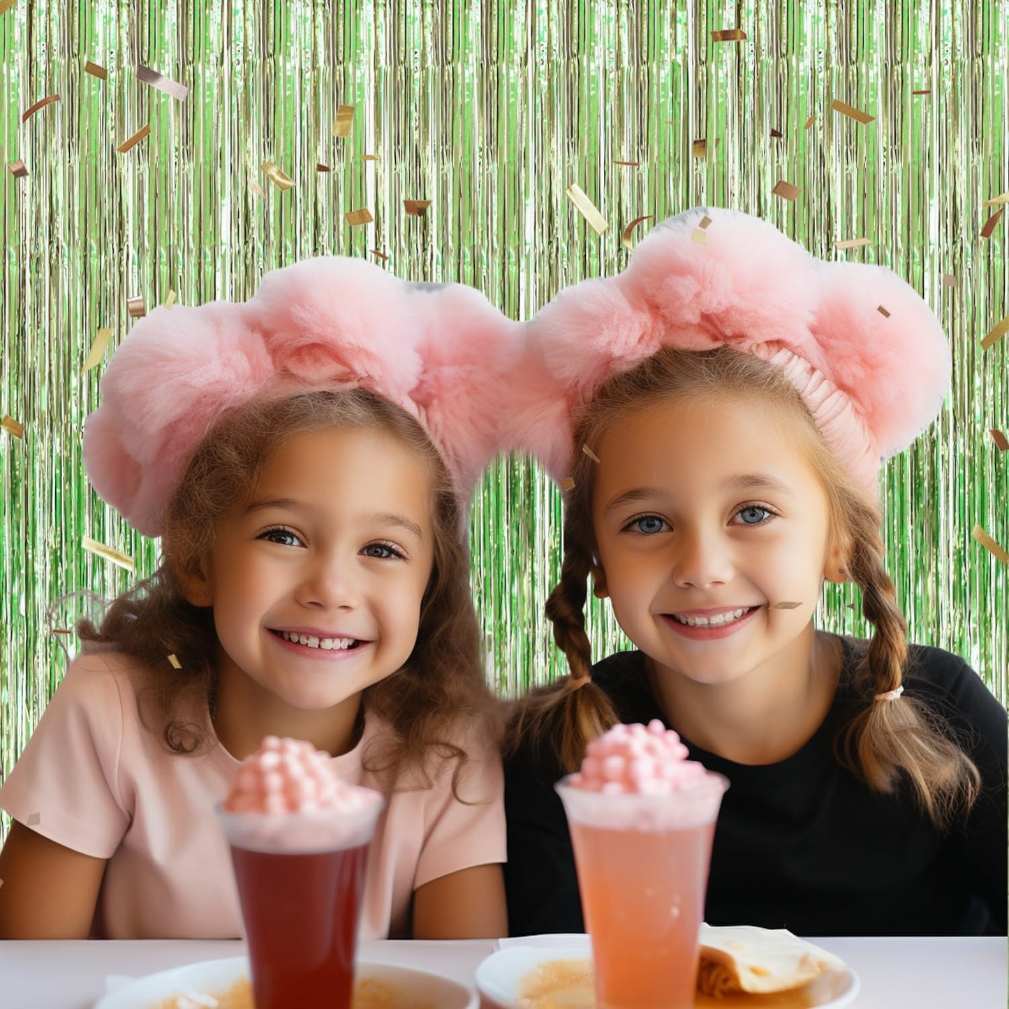 3 Pack Foil Fringe Backdrop - Light Green Shiny Tinsel Curtains for Party Decoration/Photo Booth Props - 3.3x8.2 FT Metallic Foil Backdrop for Birthday, Wedding, Graduation, Christmas