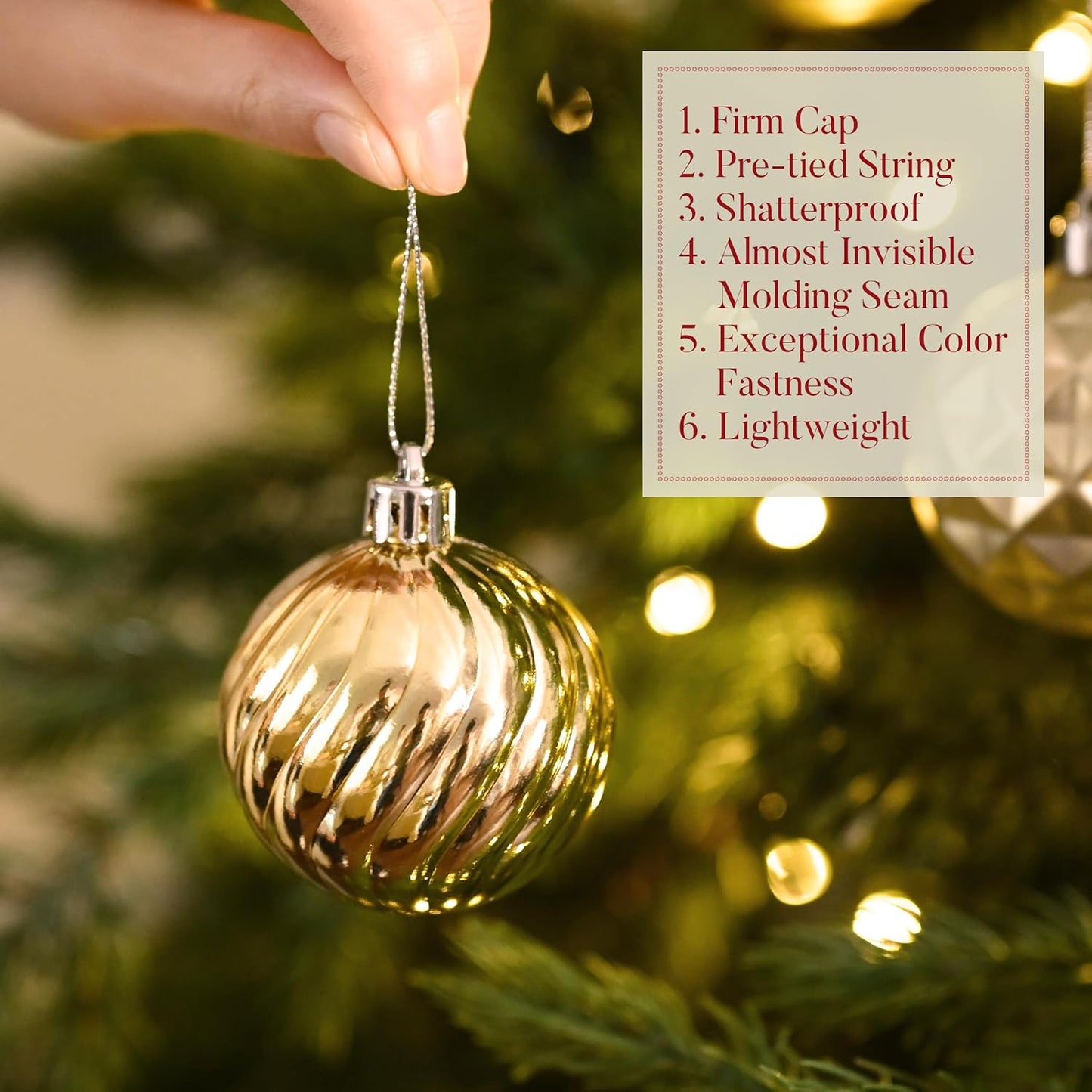 Valery Madelyn Christmas Ornaments Tree Decorations Set for Fall Halloween, 24ct White Gold Shatterproof Ball Ornaments, 2.36" Hanging Ornament Bulk for Xmas Holiday Party Decor