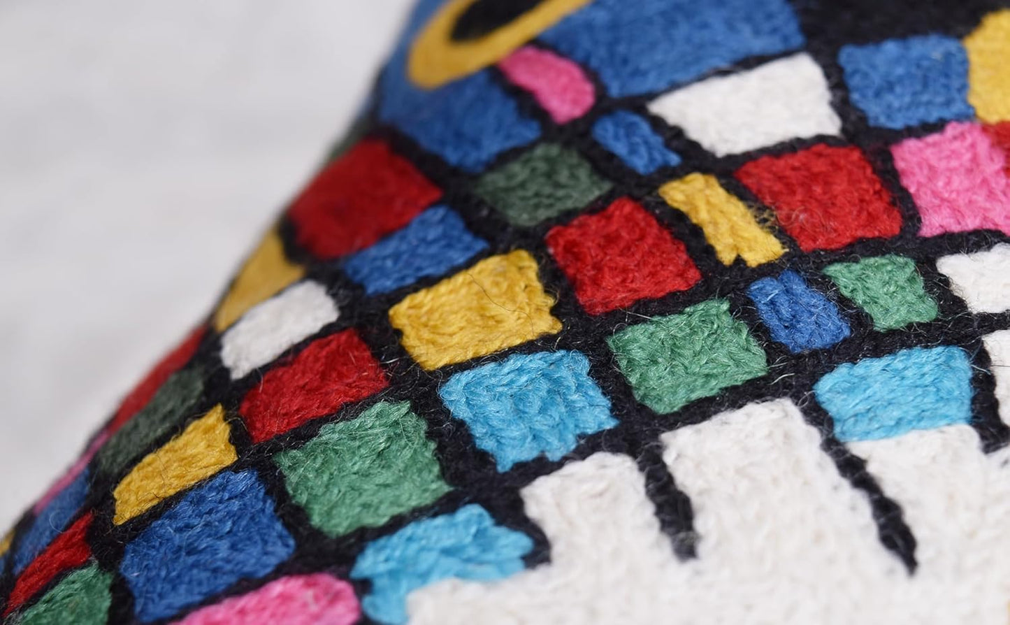 Kandinsky Impulse Modern Decorative Pillow Cover Black Abstract Toss Pillowcase Farmhouse Chair Cushion Contemporary Pillow Mid-Century Chair Cushions Hand Embroidered Pillow Wool Size 18x18